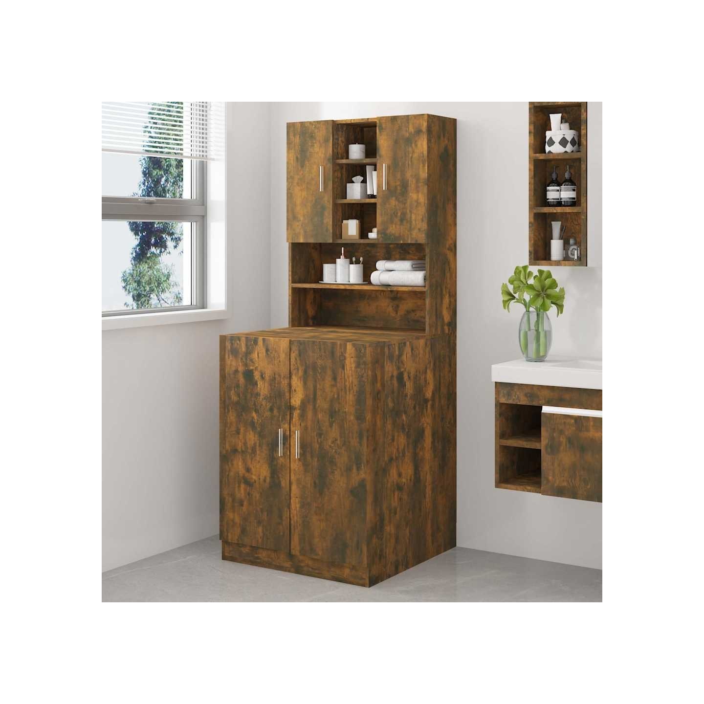 Armoire de machine à laver Chêne fumé Bois d’ingénierie