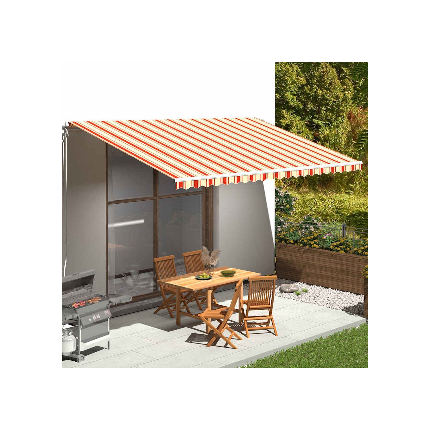 Tissu de remplacement pour auvent jaune et orange 500x300 cm