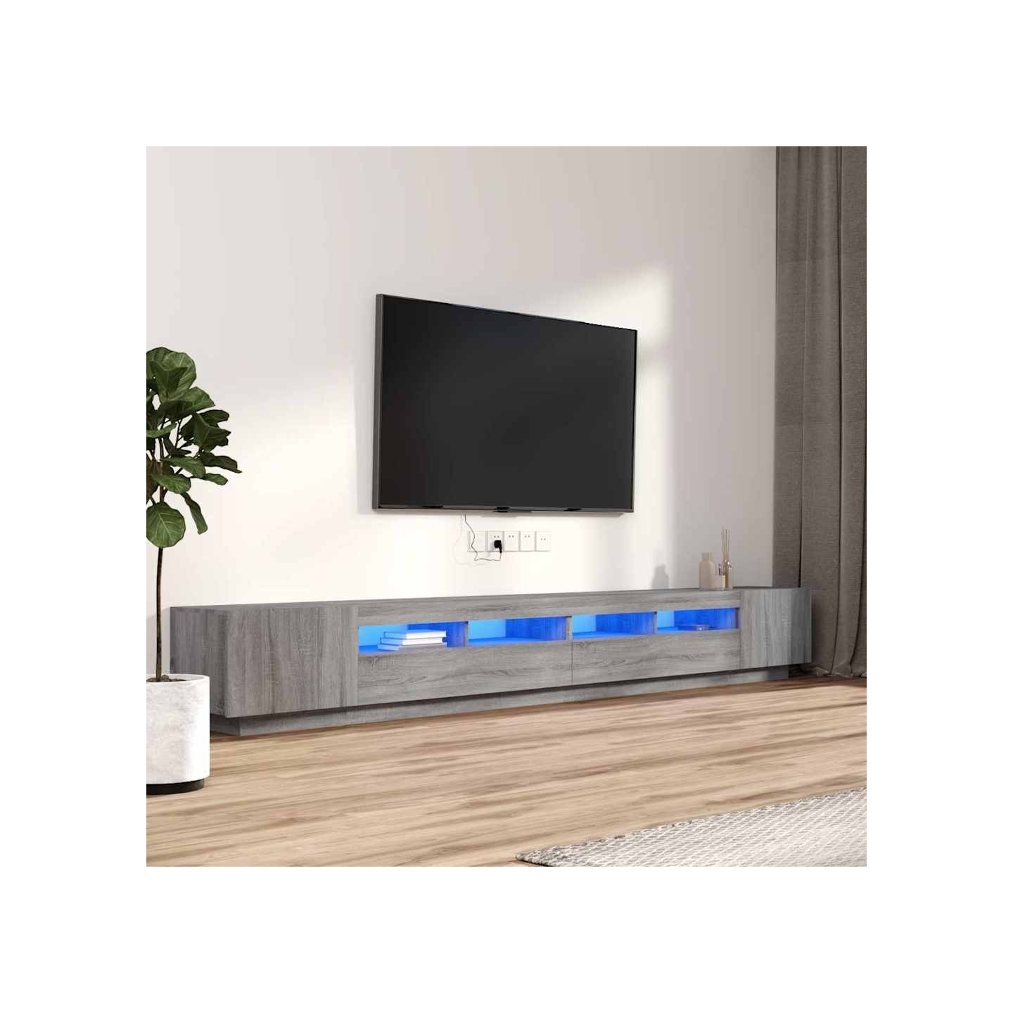 Ensemble de meubles TV avec lumières LED 3 pcs Sonoma gris