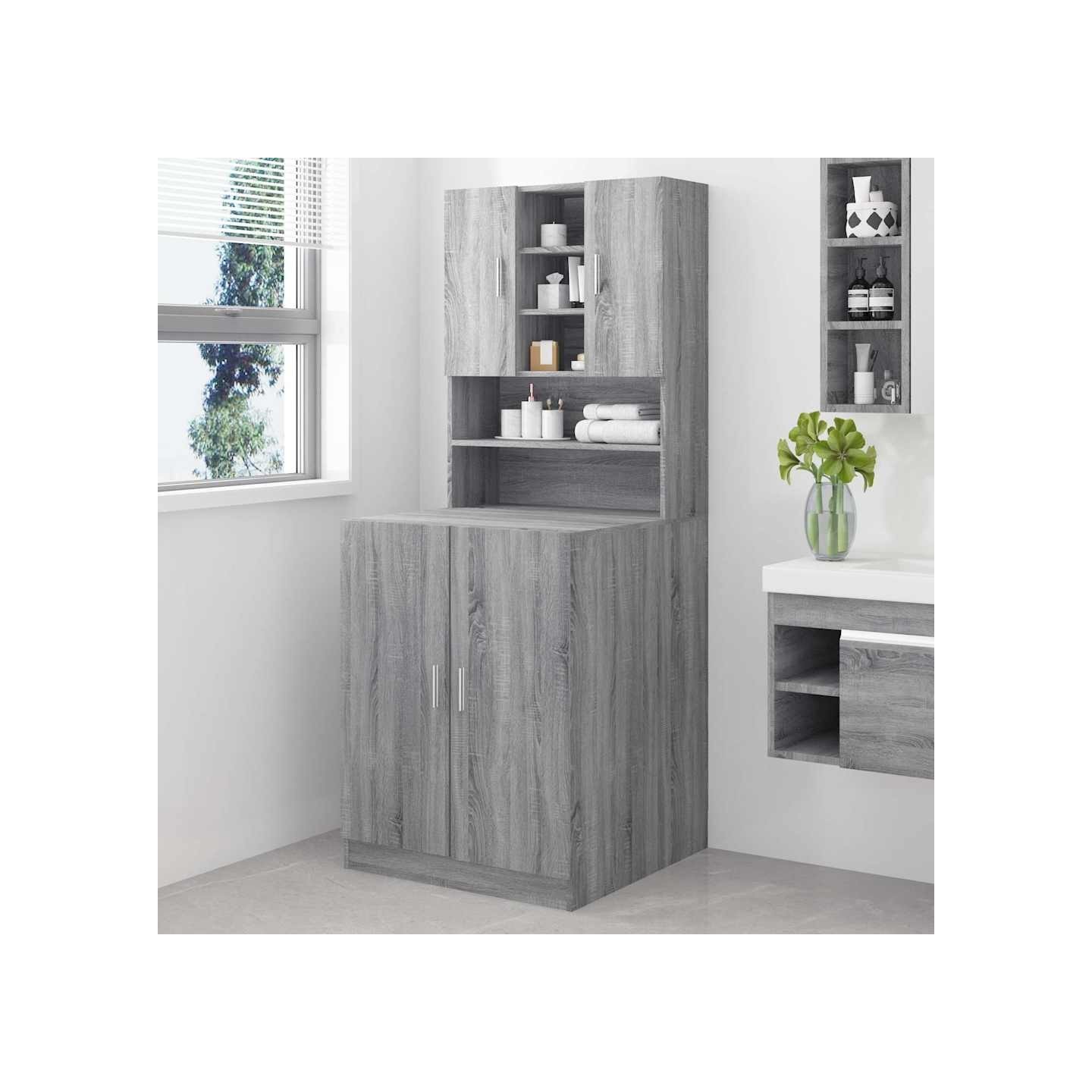 Armoire pour machine à laver Sonoma gris Bois d'ingénierie