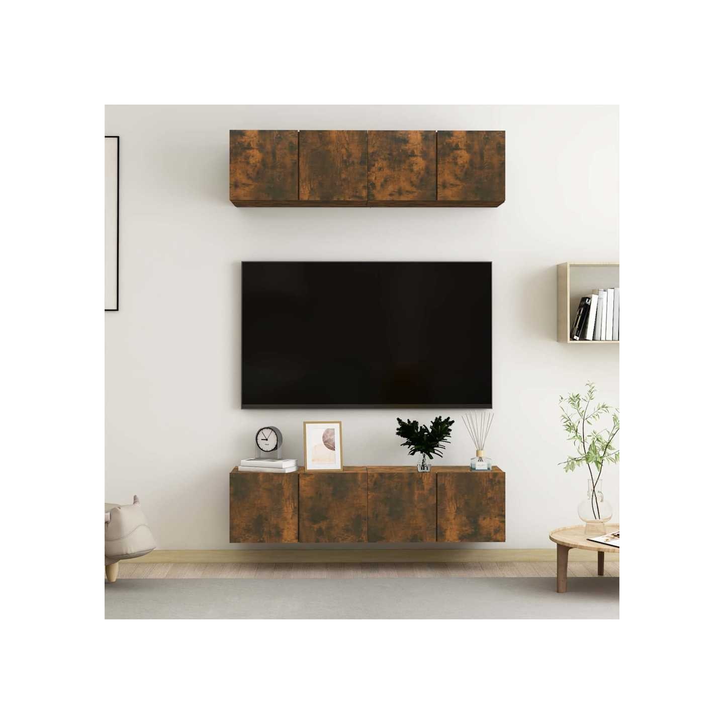Meubles TV muraux 4 pcs Chêne fumé 60x30x30cm Bois d'ingénierie