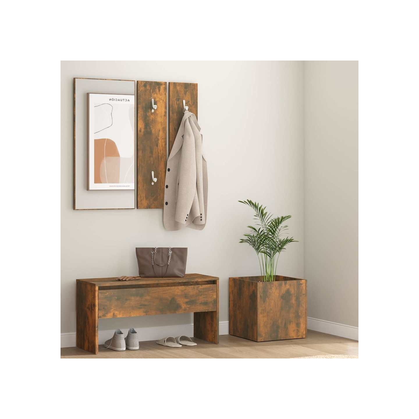 Ensemble de meubles de couloir Chêne fumé Bois d'ingénierie