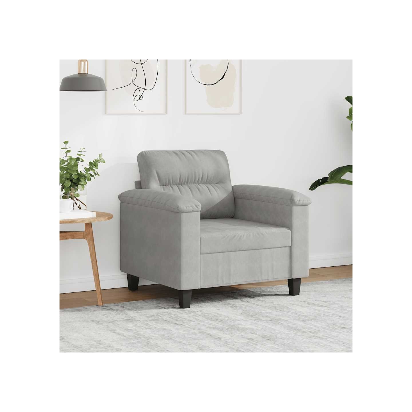 Fauteuil gris clair 60 cm tissu microfibre