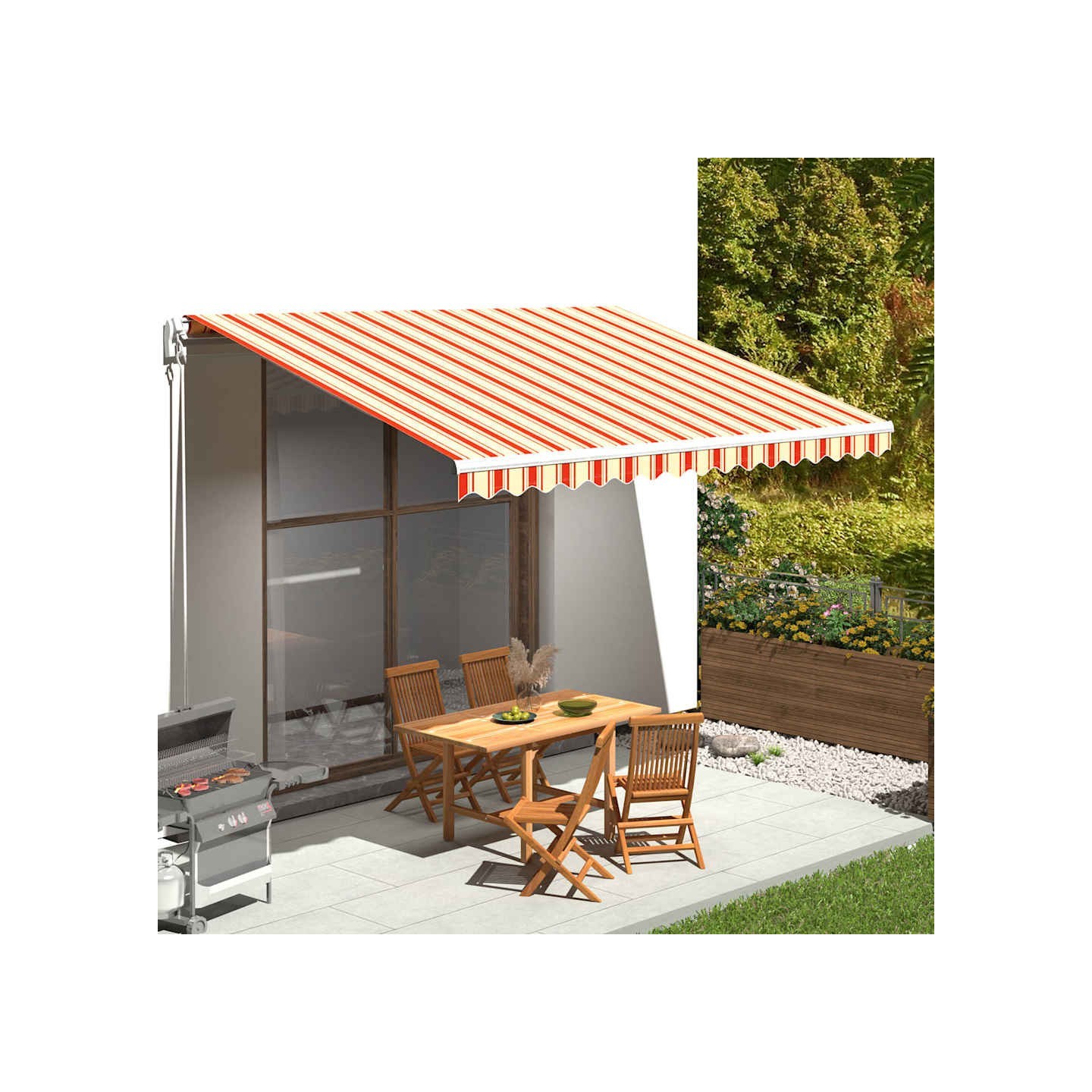 Tissu de remplacement pour auvent jaune et orange 450x300 cm