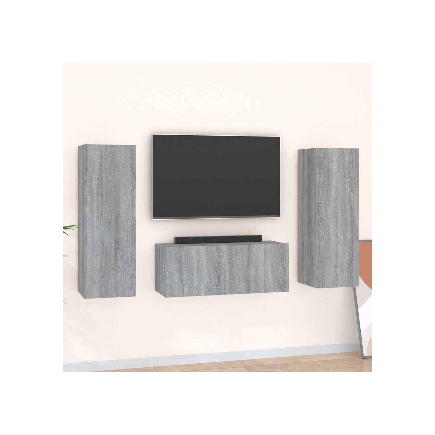 Ensemble de meubles TV 3 pcs Sonoma gris Bois d'ingénierie