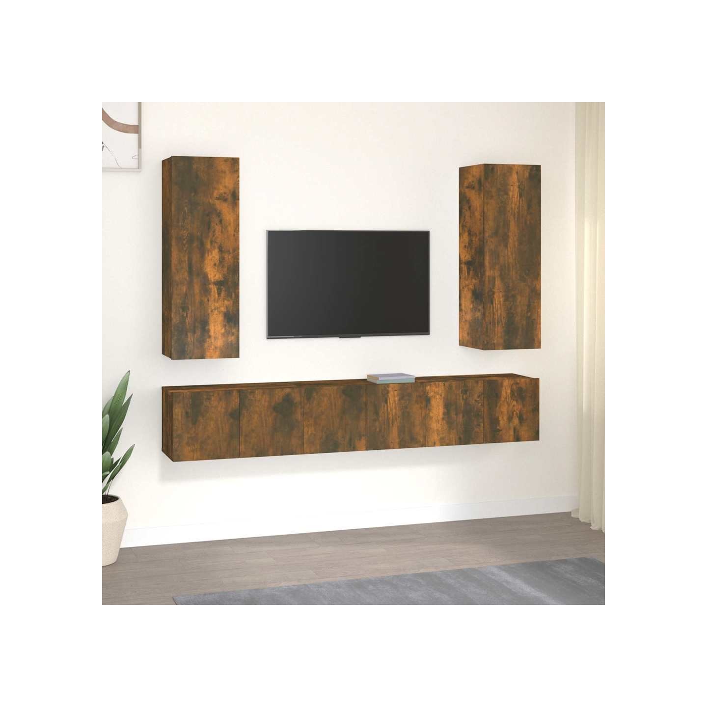 Ensemble de meubles TV 5 pcs Chêne fumé Bois d'ingénierie