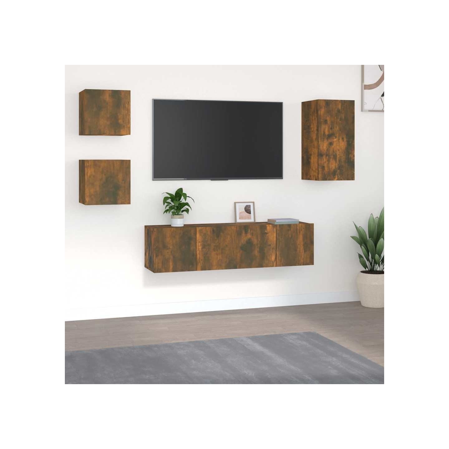 Ensemble de meubles TV 5 pcs Chêne fumé Bois d'ingénierie