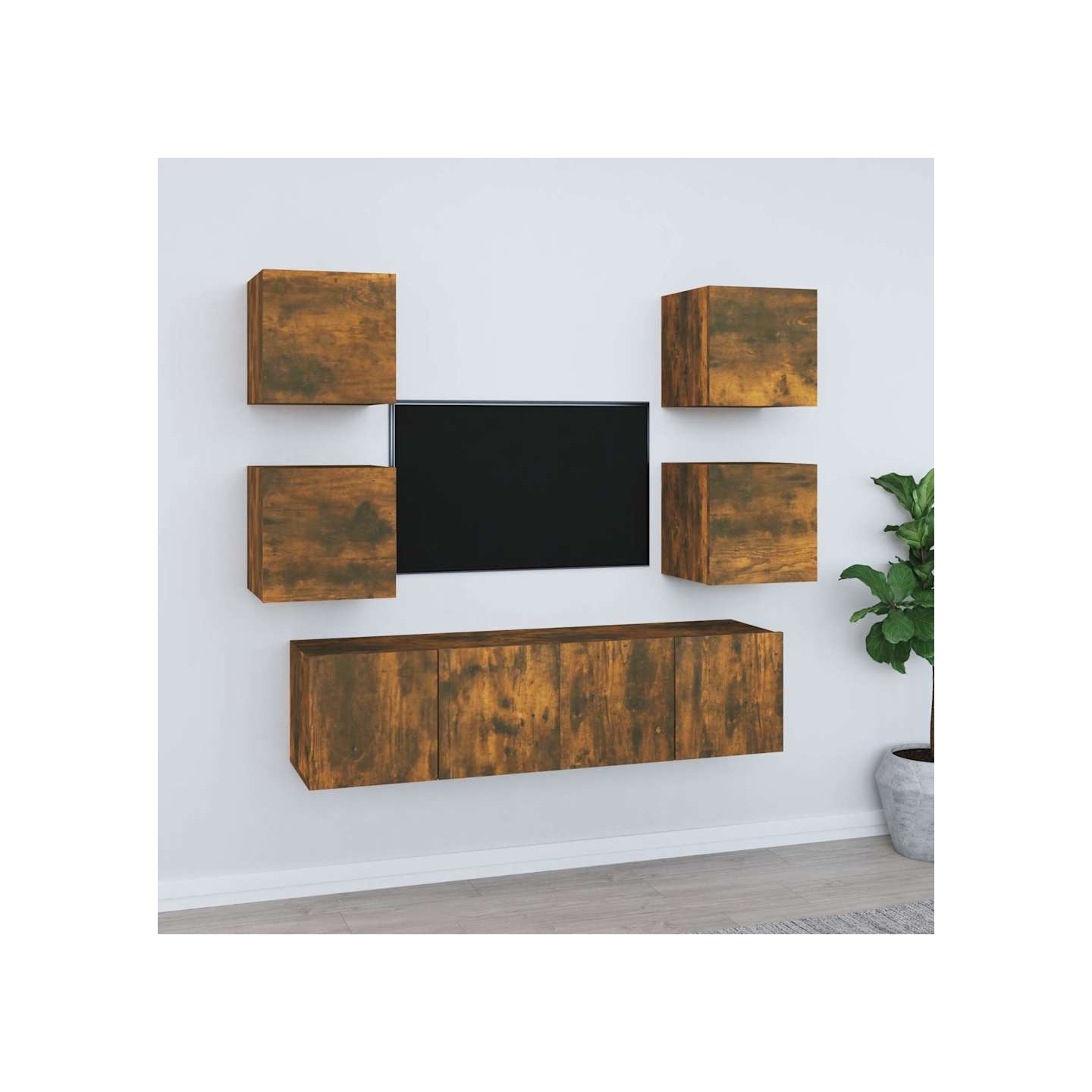 Ensemble de meubles TV 6 pcs Chêne fumé Bois d'ingénierie