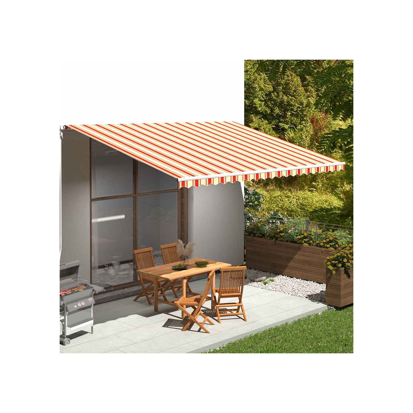 Tissu de remplacement pour auvent jaune et orange 500x350 cm