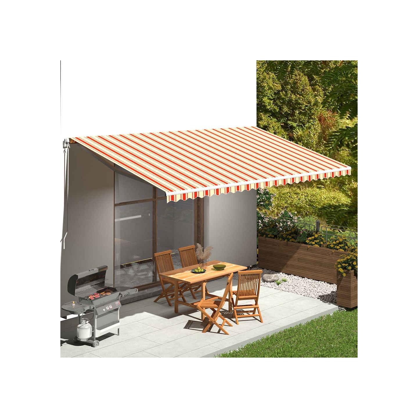 Tissu de remplacement pour auvent jaune et orange 600x300 cm
