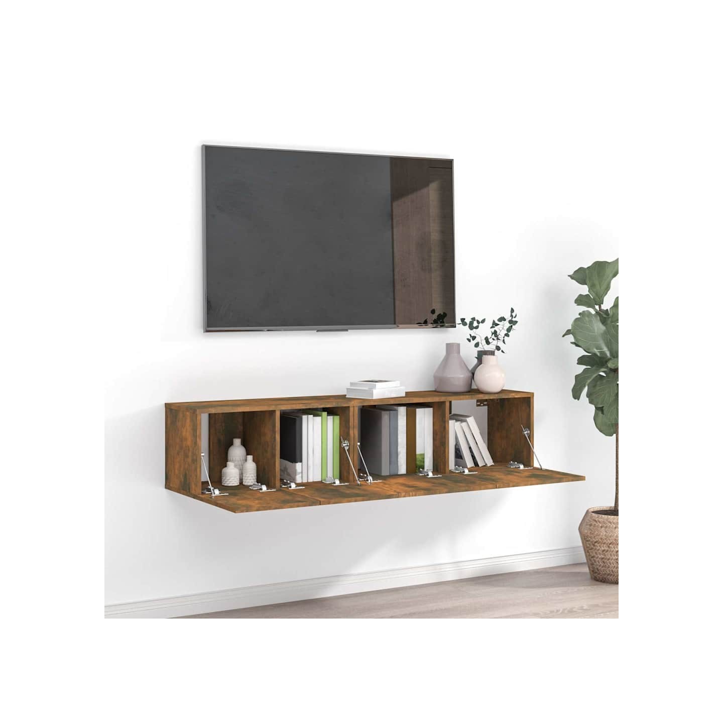 Ensemble de meubles TV 2 pcs Chêne fumé Bois d'ingénierie
