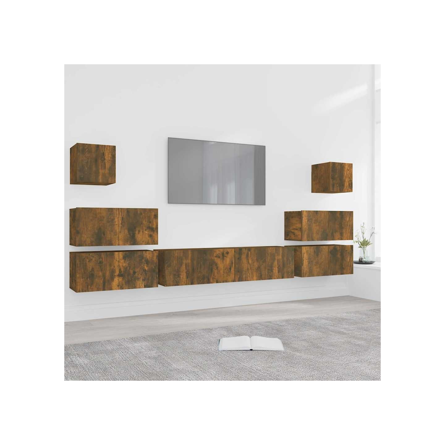 Ensemble de meubles TV 8 pcs Chêne fumé Bois d'ingénierie