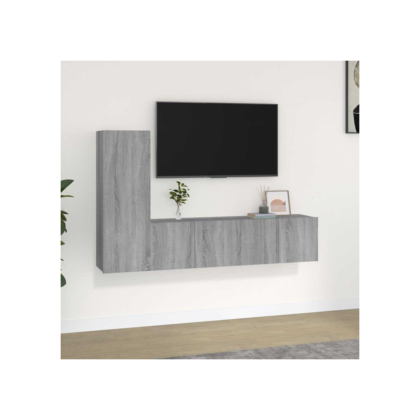 Ensemble de meubles TV 3 pcs Sonoma gris Bois d'ingénierie