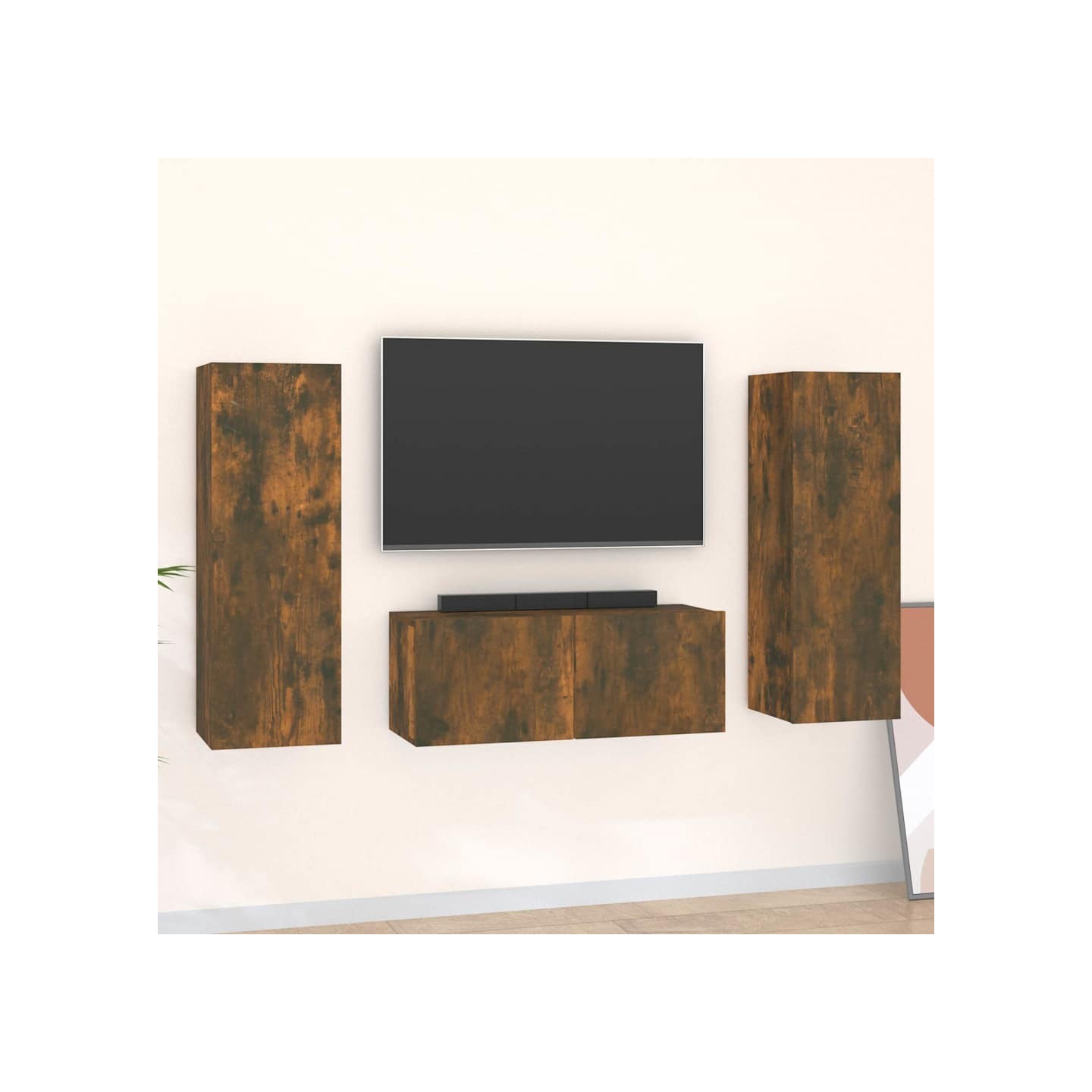 Ensemble de meubles TV 3 pcs Chêne fumé Bois d'ingénierie