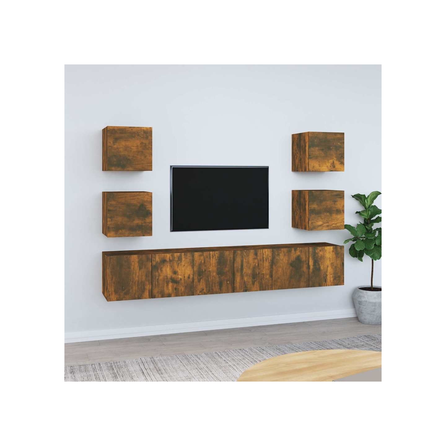 Ensemble de meubles TV 7 pcs Chêne fumé Bois d'ingénierie