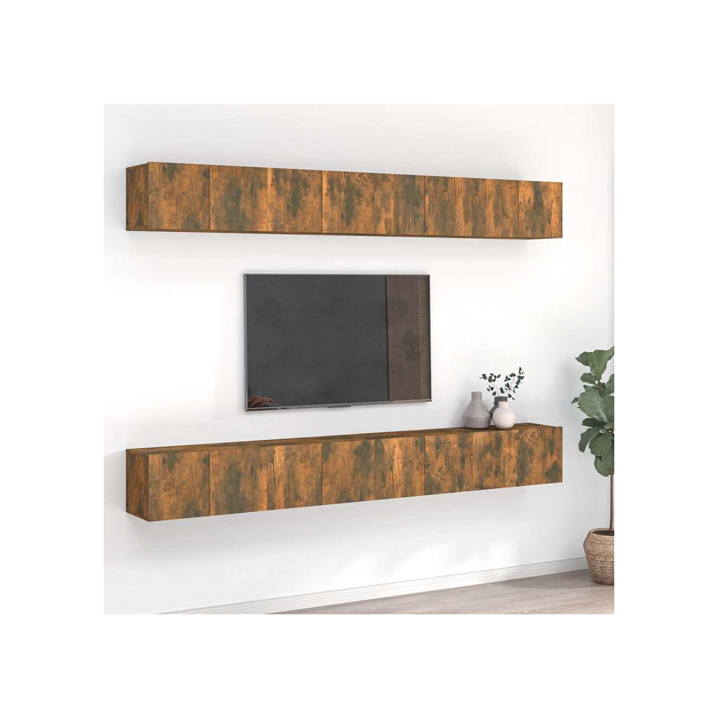 Meubles TV 8 pcs Chêne fumé 60x30x30 cm Bois d'ingénierie
