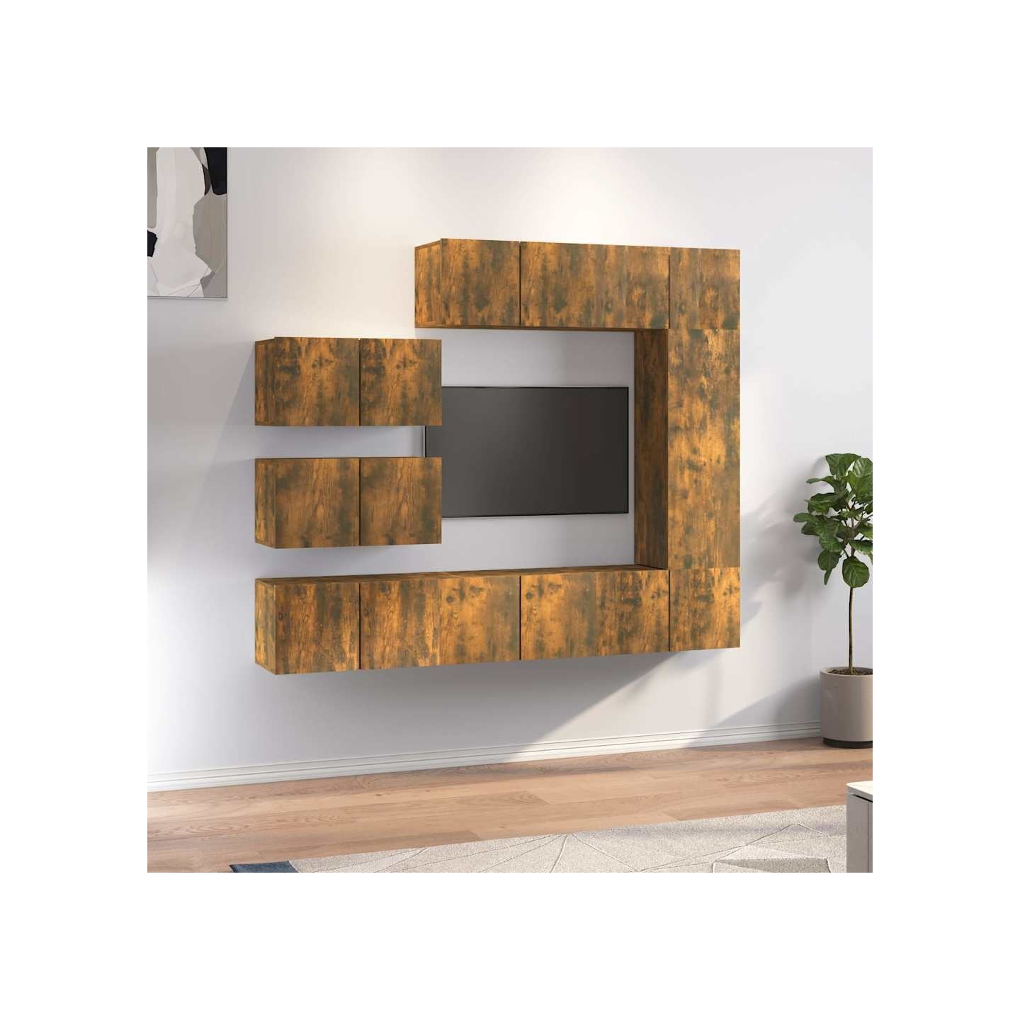 Ensemble de meubles TV 8 pcs Chêne fumé Bois d'ingénierie
