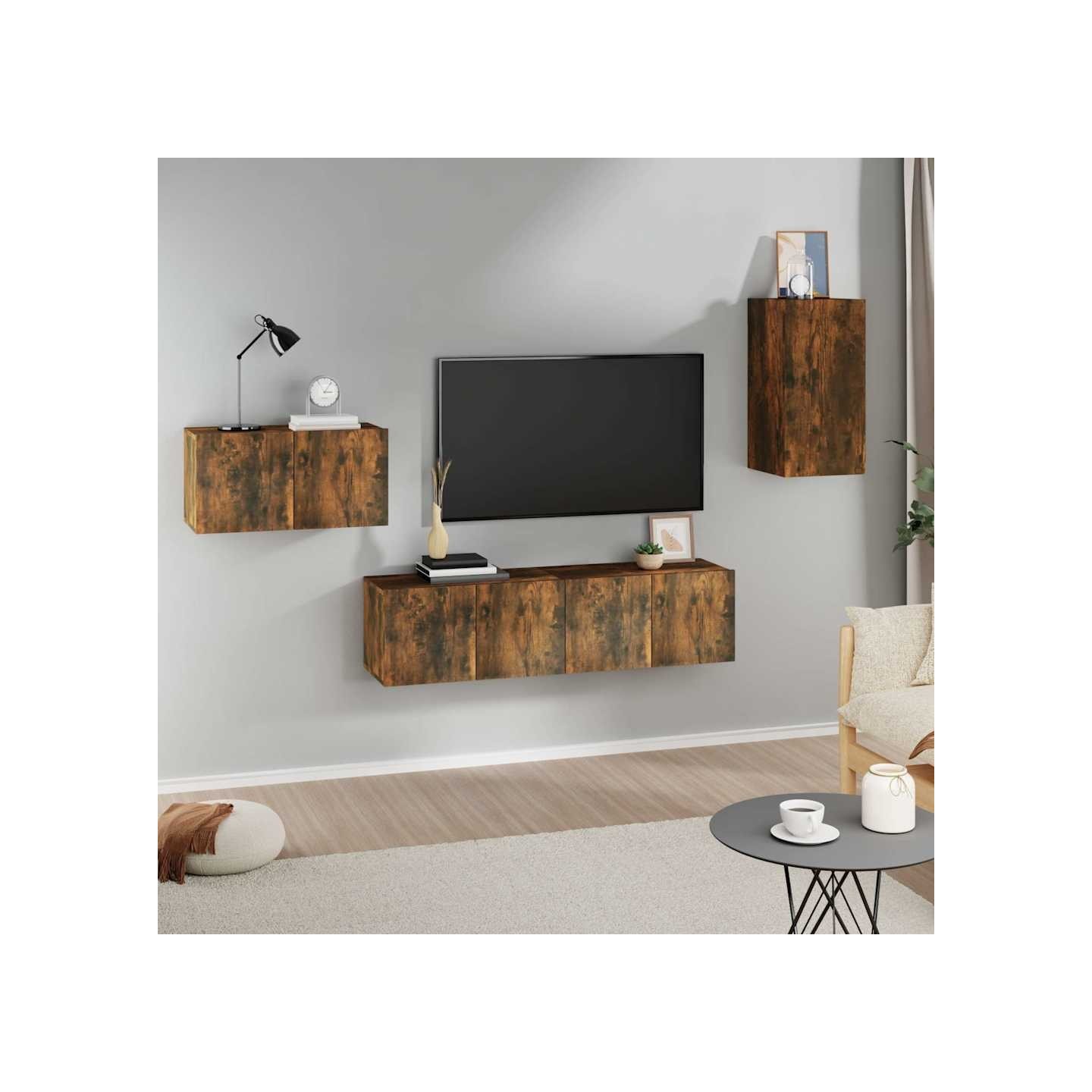 Ensemble de meubles TV 4 pcs Chêne fumé Bois d'ingénierie