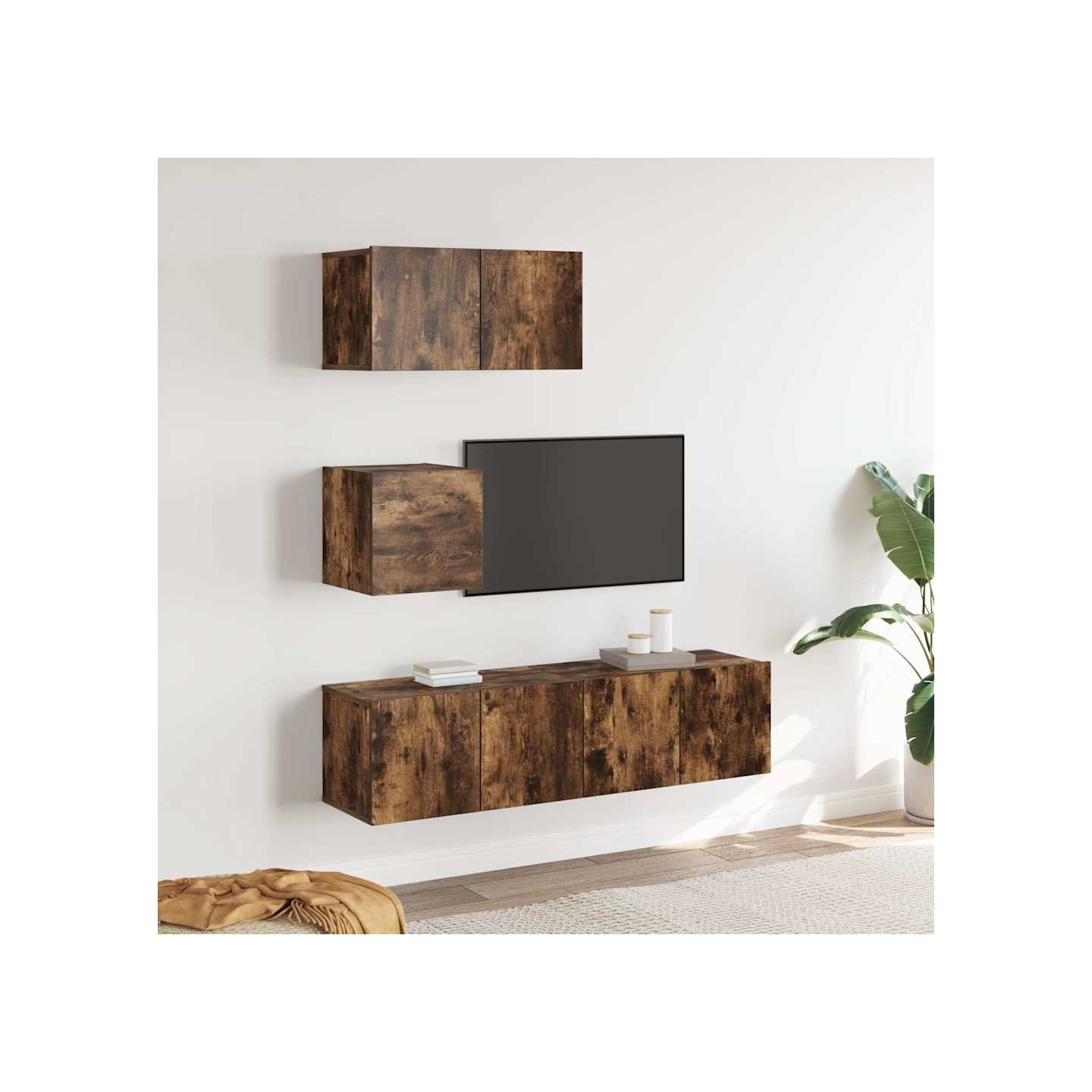Ensemble de meubles TV 4 pcs Chêne fumé Bois d'ingénierie