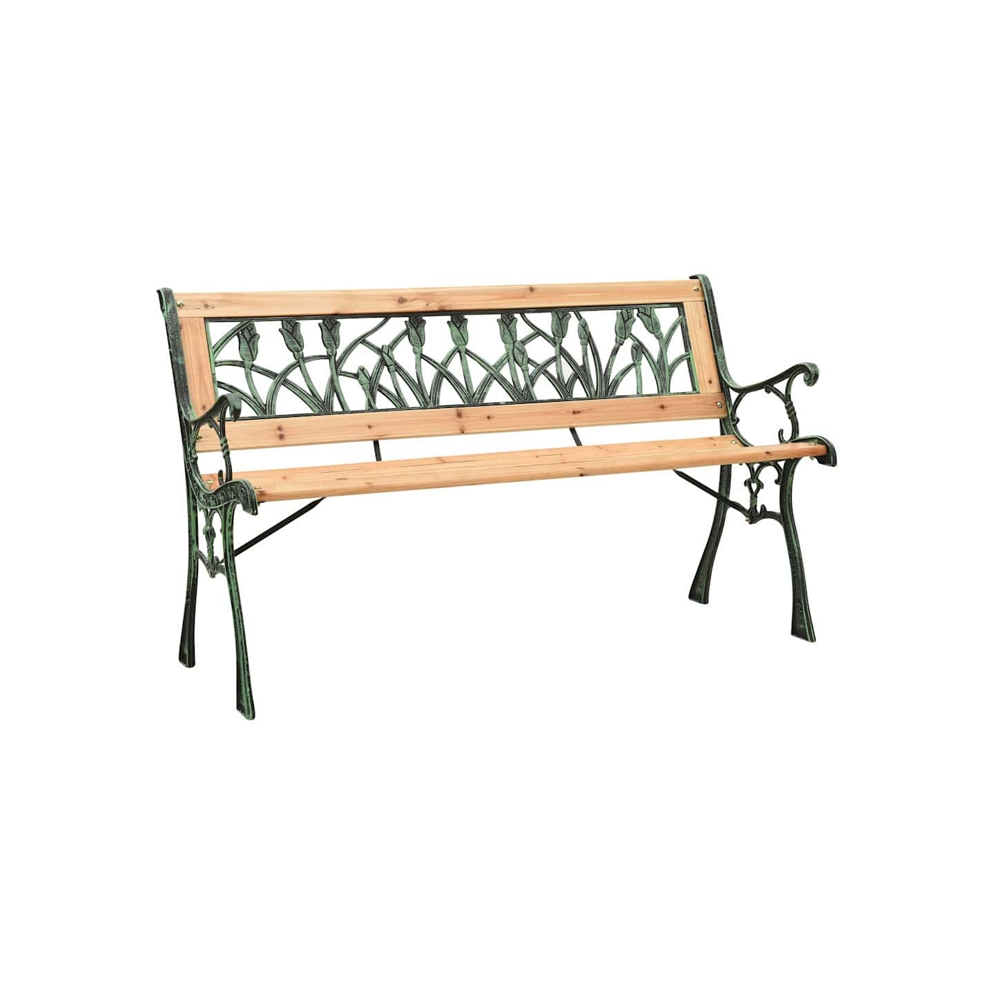 Banc de jardin 122 cm fonte et bois de sapin massif