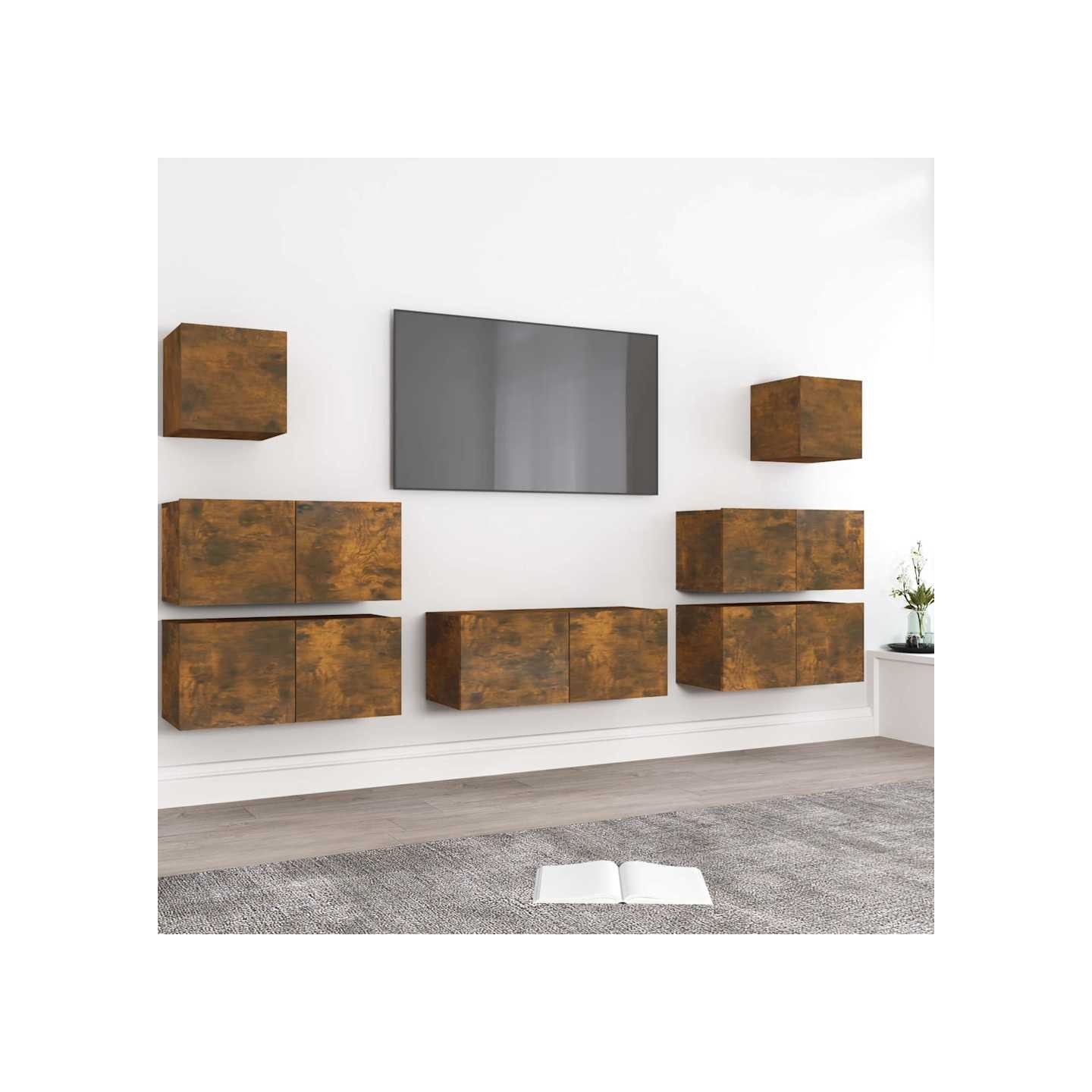 Ensemble de meubles TV 7 pcs Chêne fumé Bois d'ingénierie