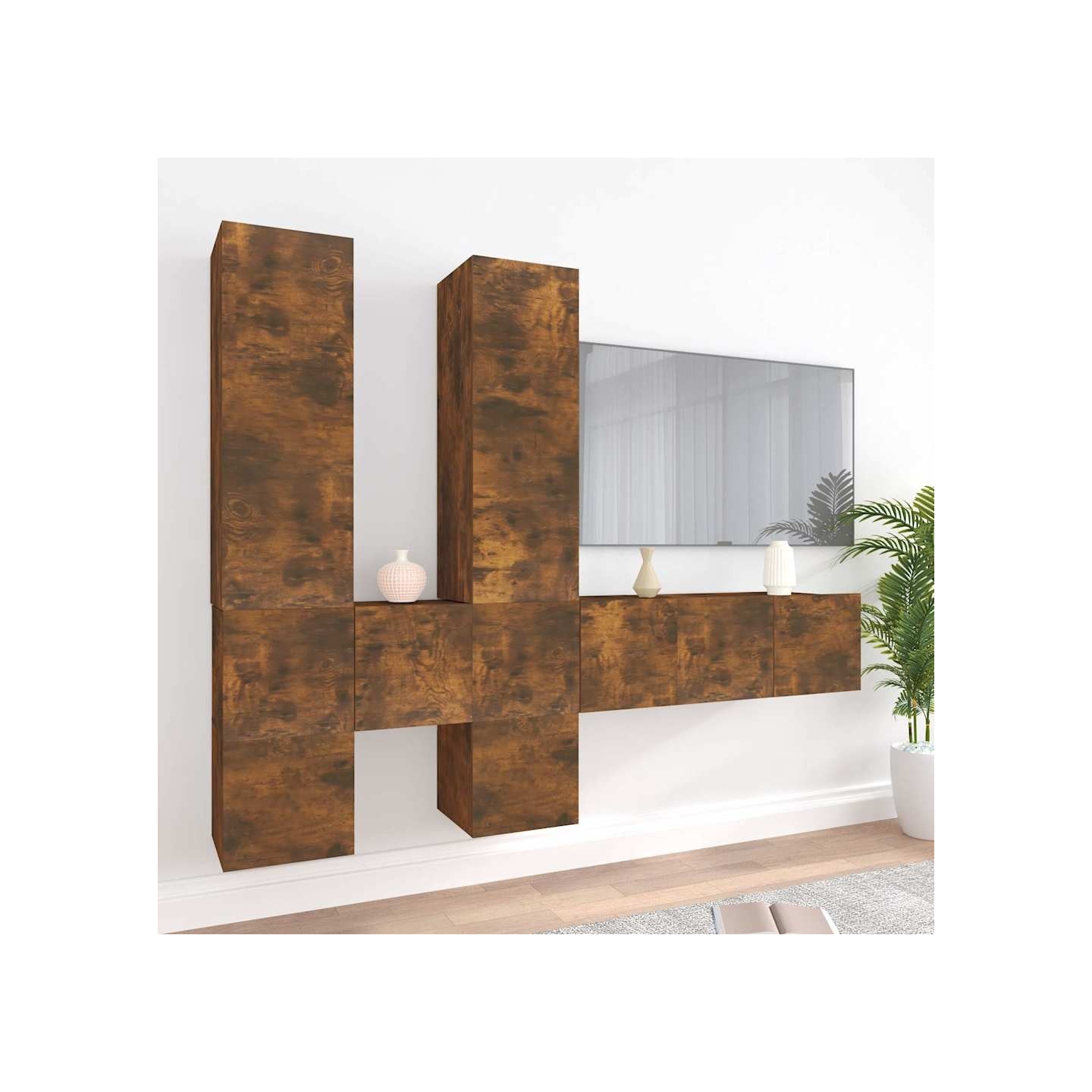 Ensemble de meubles TV 7 pcs Chêne fumé Bois d'ingénierie