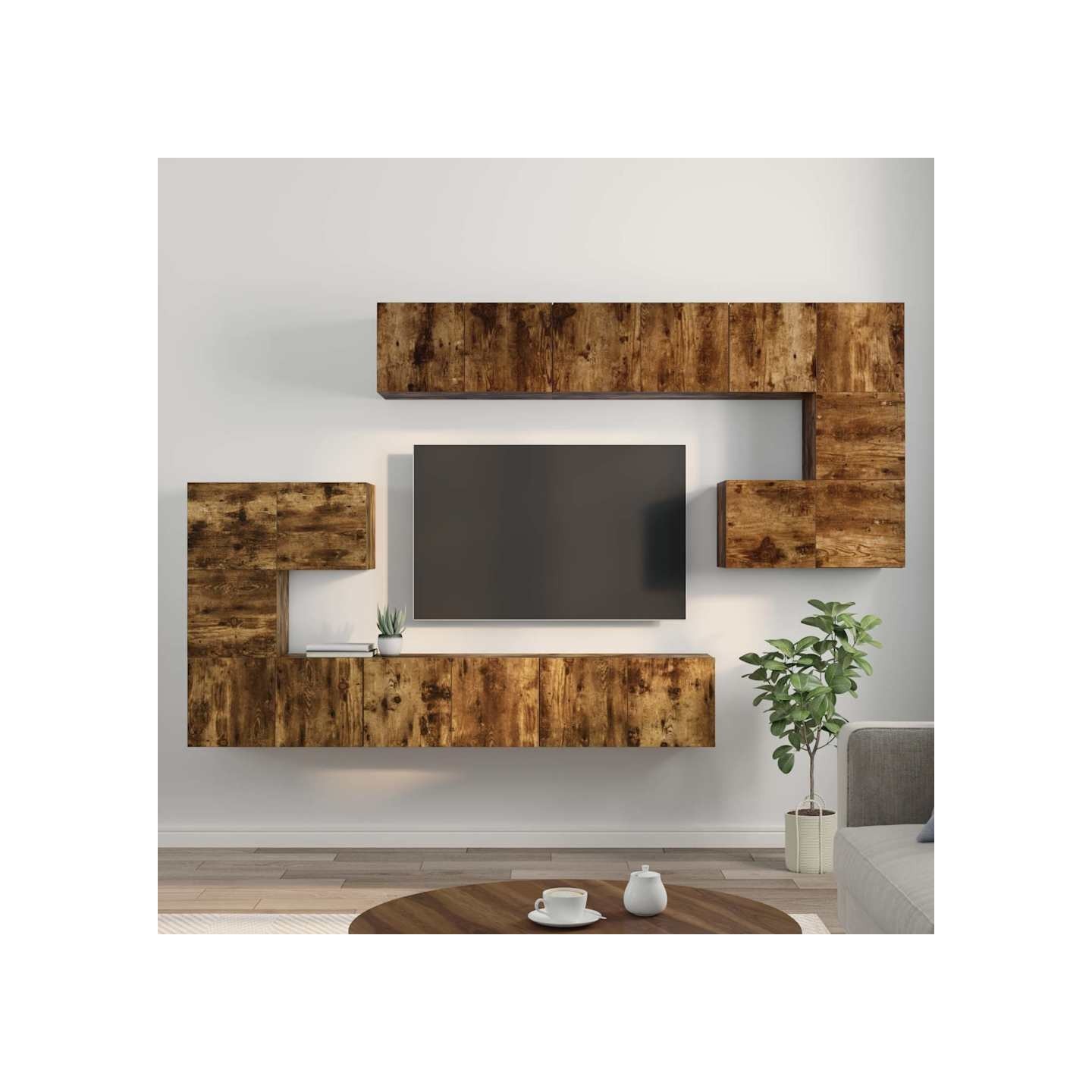 Ensemble de meubles TV 10 pcs Chêne fumé Bois d'ingénierie