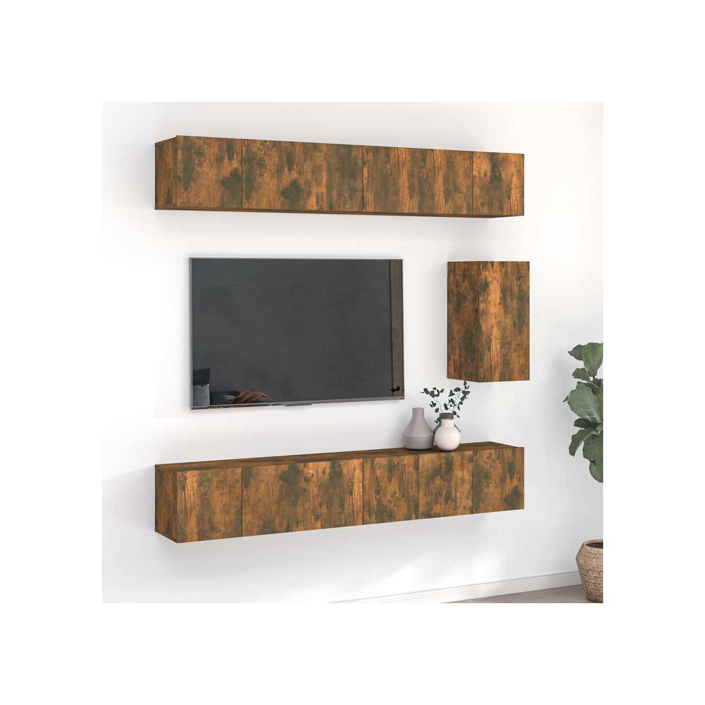 Ensemble de meubles TV 7 pcs Chêne fumé Bois d'ingénierie