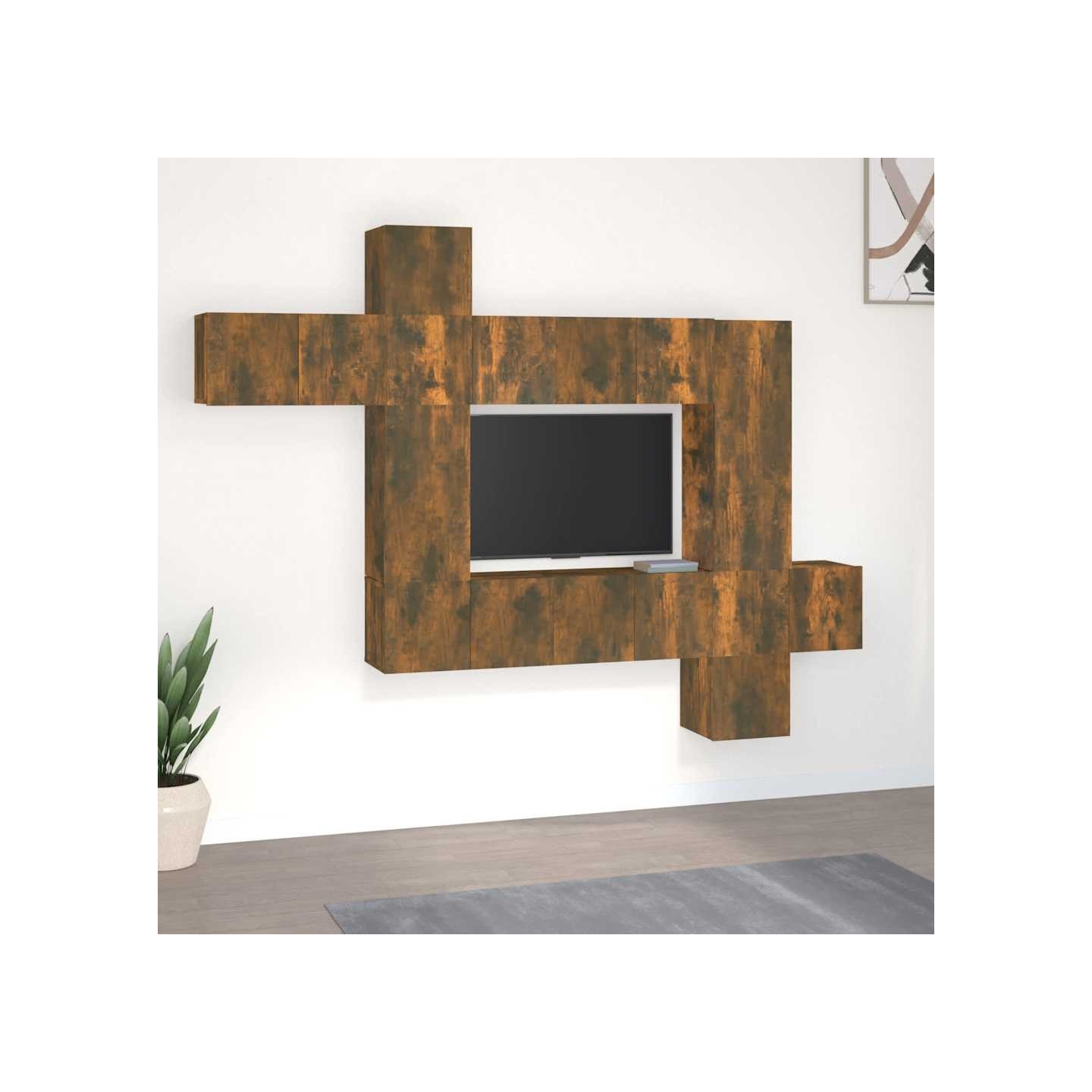 Ensemble de meubles TV 10 pcs Chêne fumé Bois d'ingénierie