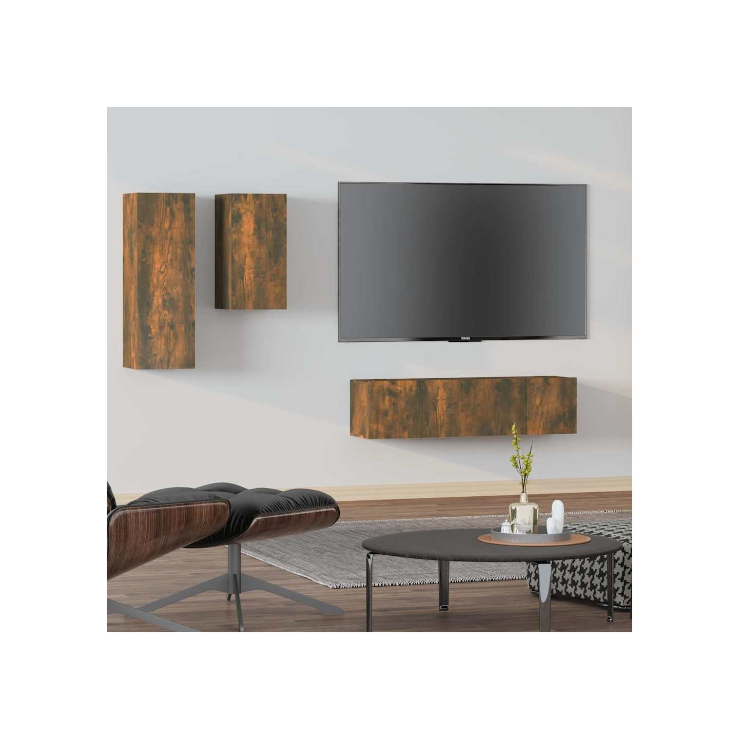Ensemble de meubles TV 4 pcs Chêne fumé Bois d'ingénierie