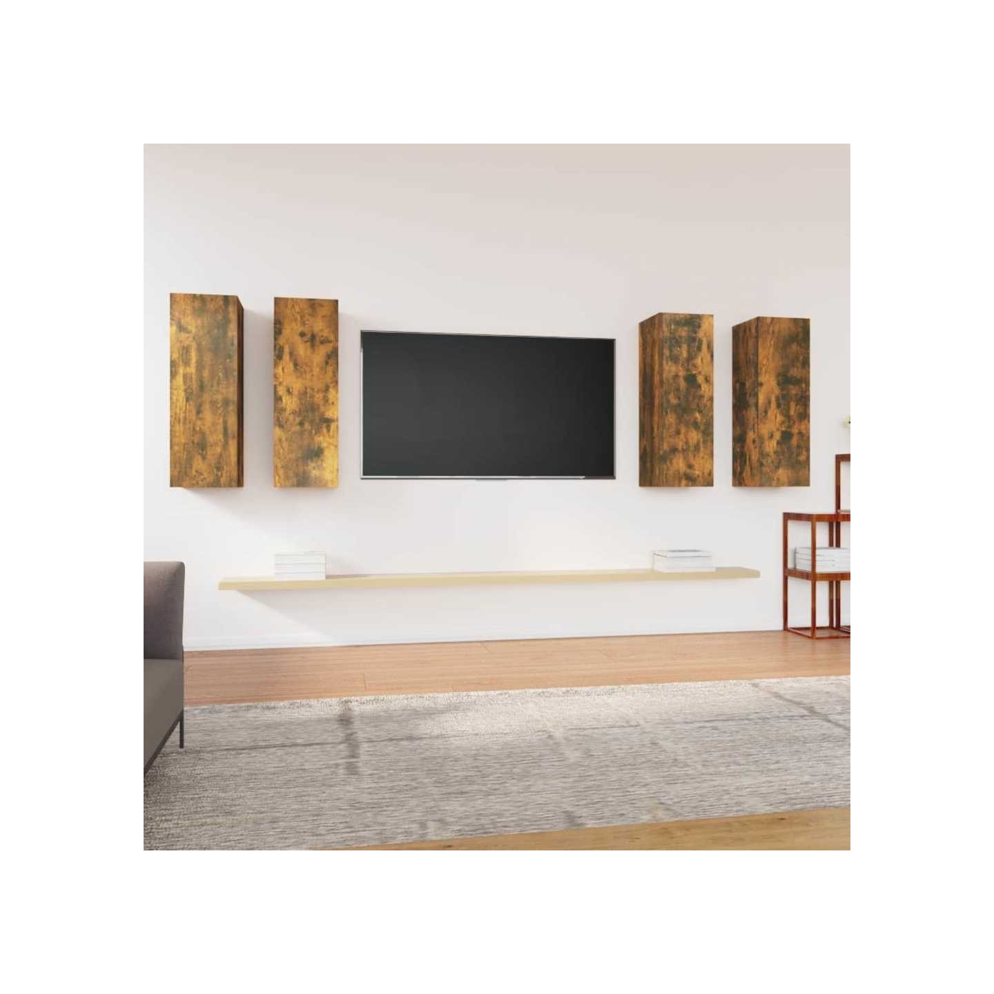 Meubles TV 4 pcs Chêne fumé 30,5x30x90 cm Bois d'ingénierie