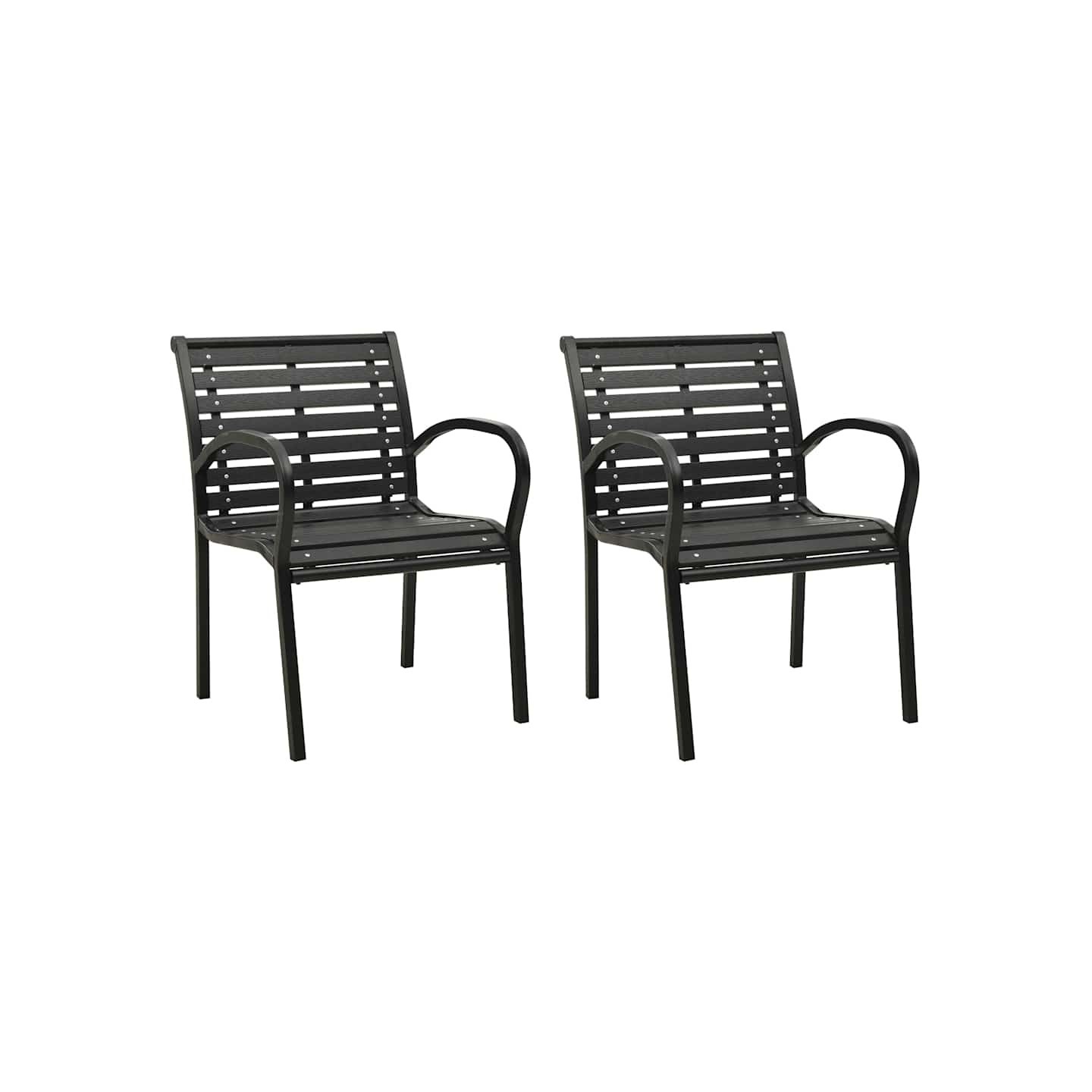 Chaises de jardin lot de 2 Acier et WPC Noir
