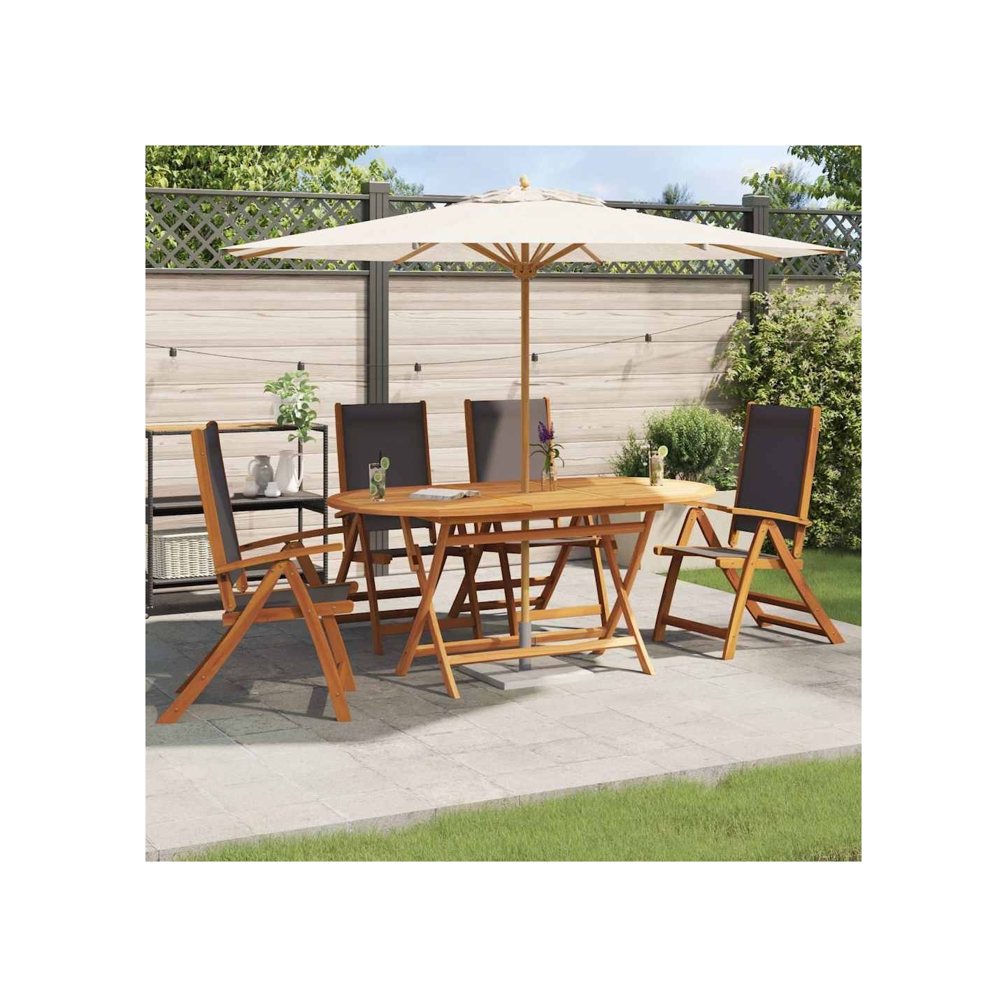 Chaises pliantes 4 pièces en bois massif d'acacia et textilène