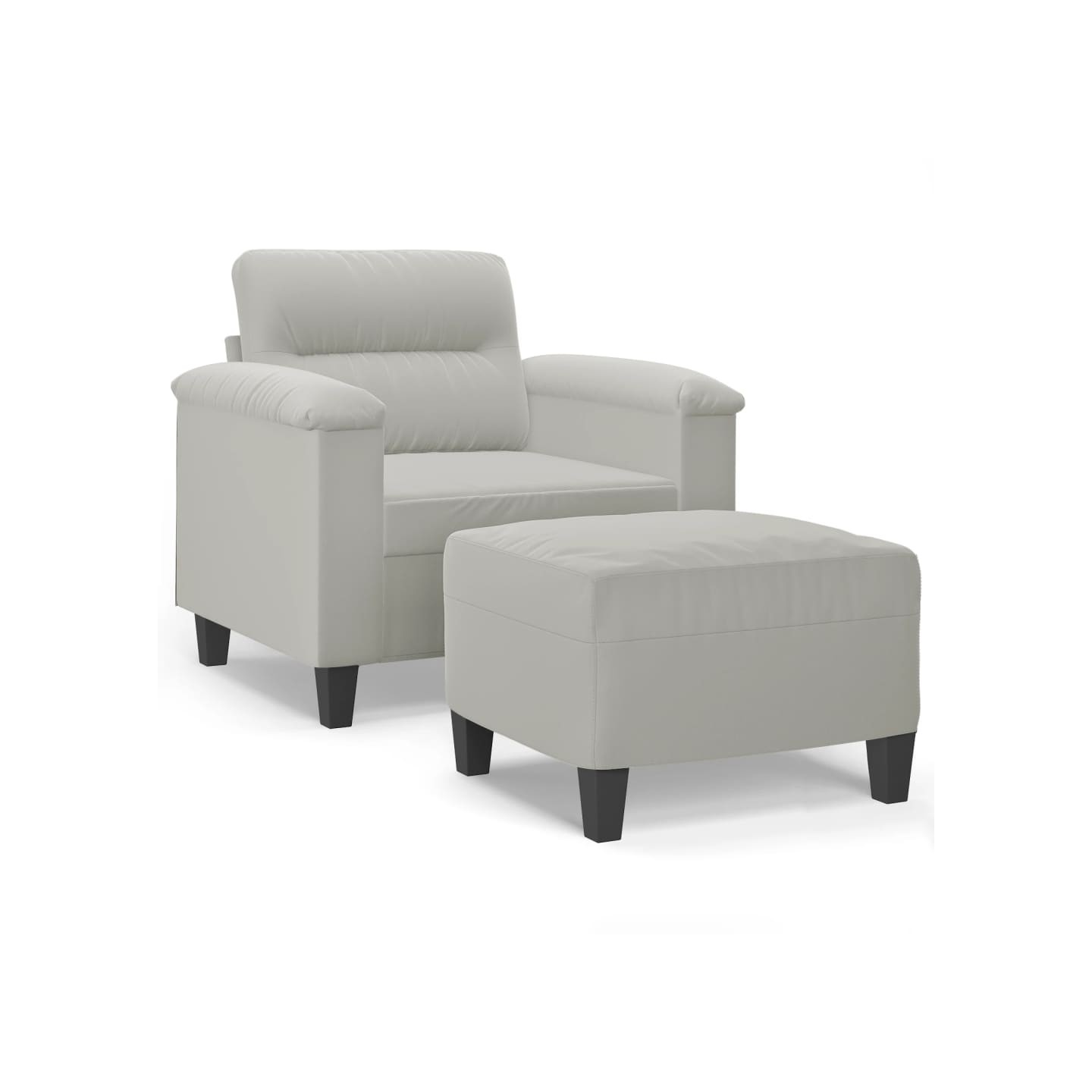 Fauteuil avec repose-pied Gris clair 60 cm Tissu microfibre
