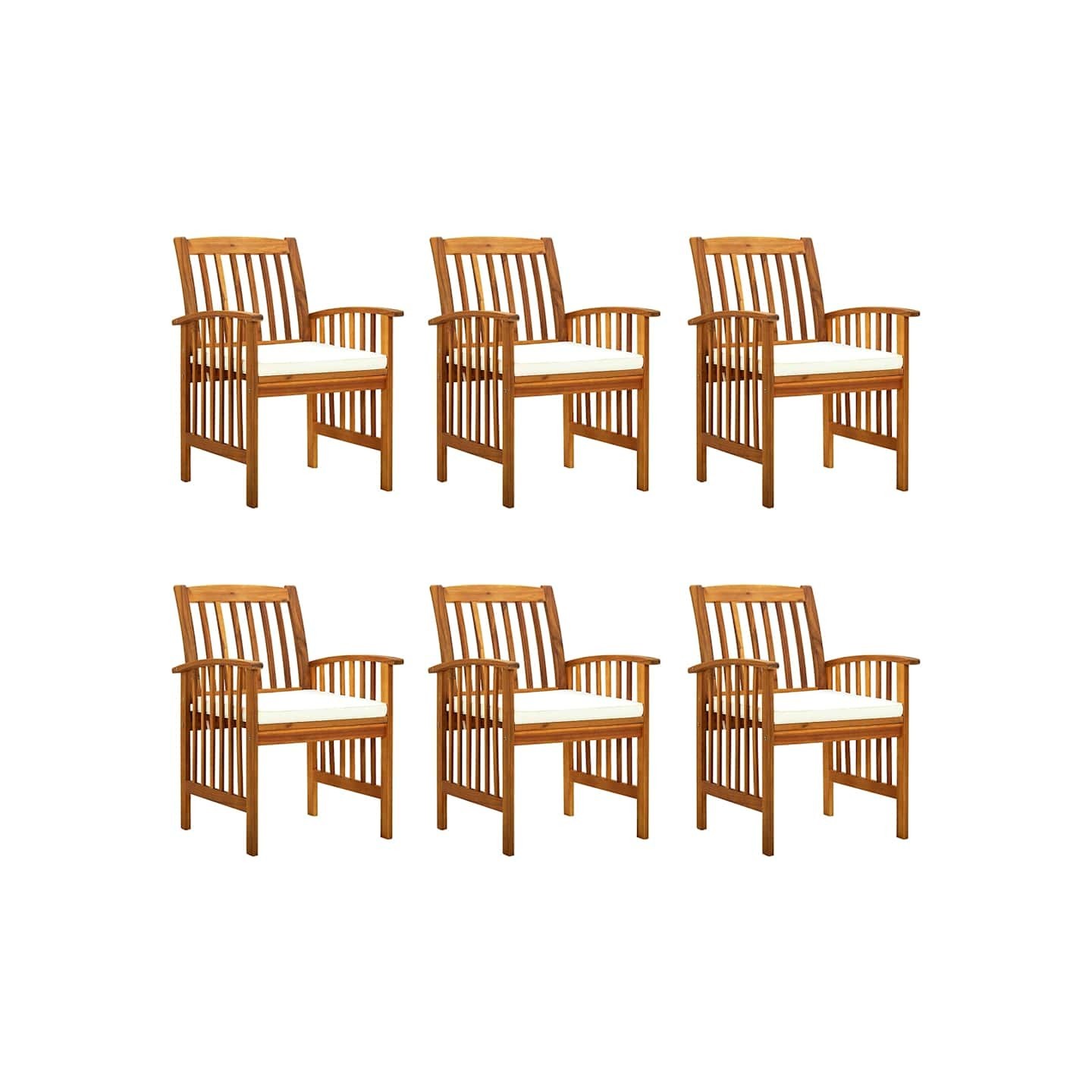 Ensemble de 6 chaises de jardin avec coussins bois d'acacia