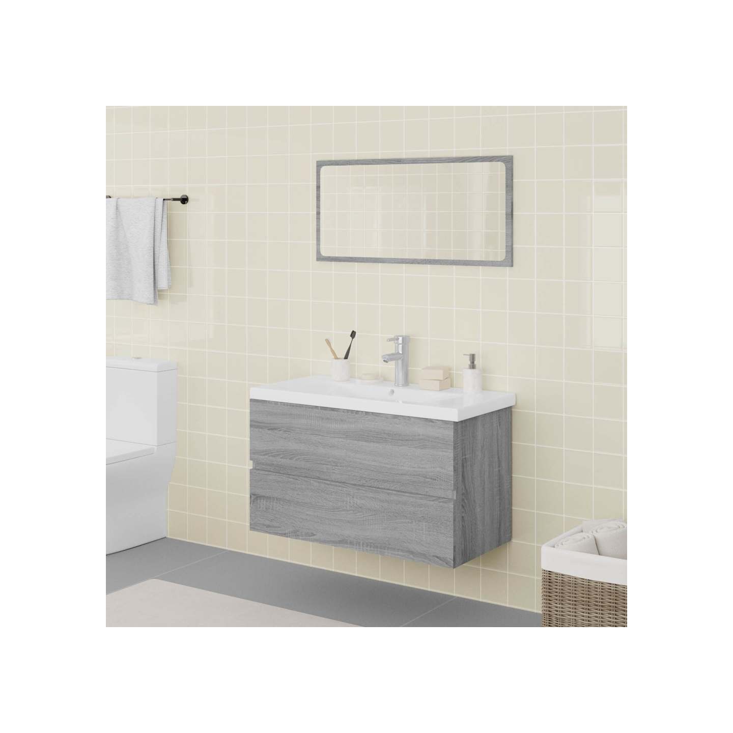 Meubles de salle de bain Sonoma gris Bois d'ingénierie