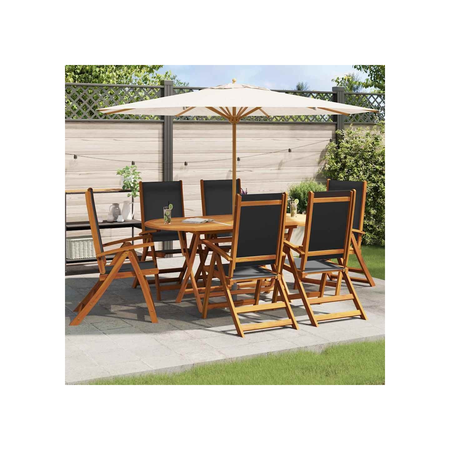 Chaises pliantes 6 pièces en bois massif d'acacia et textilène