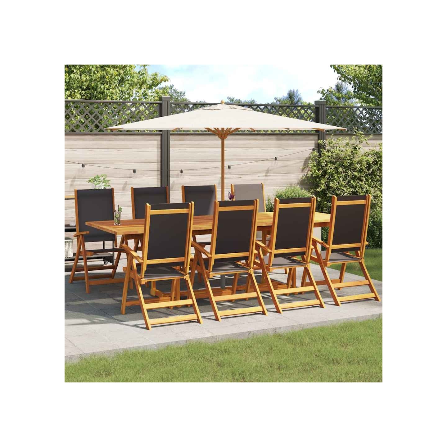 Chaises pliantes 8 pièces en bois massif d'acacia et textilène