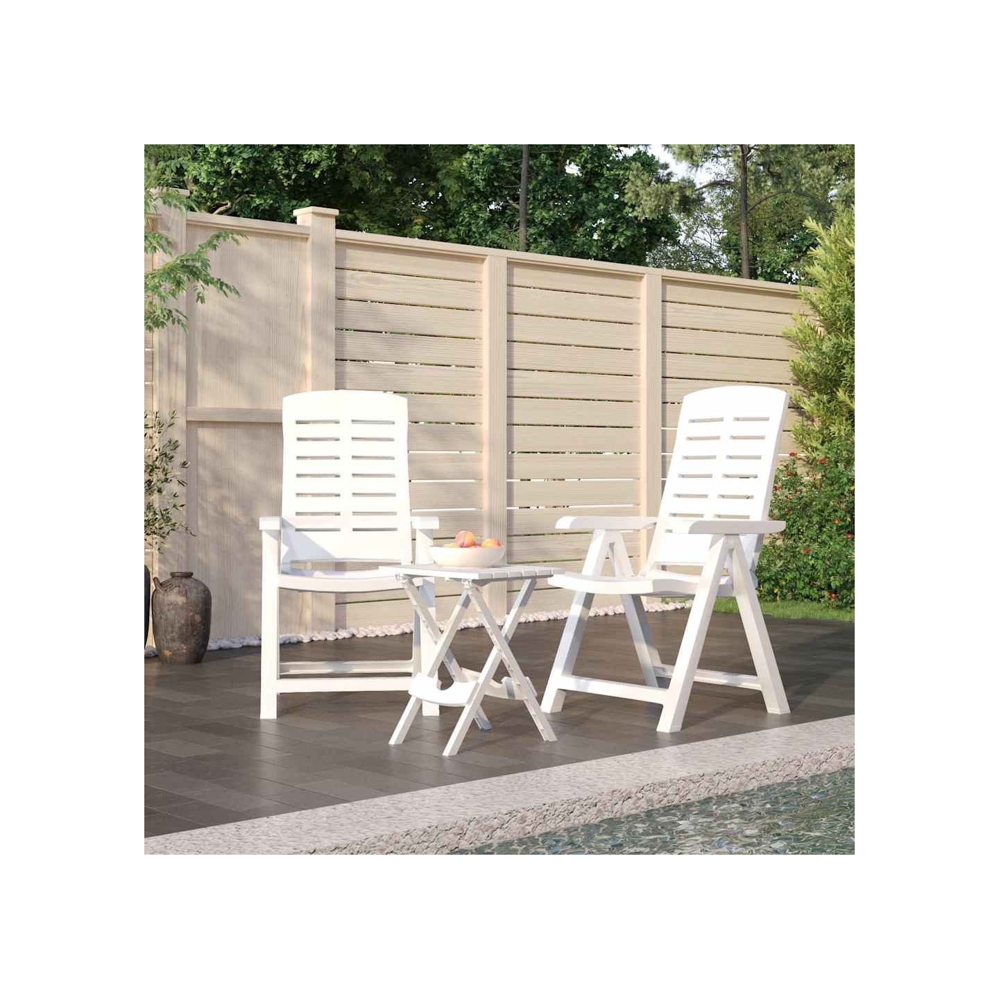 Ensemble à manger de jardin 3 pcs Blanc Polypropylène