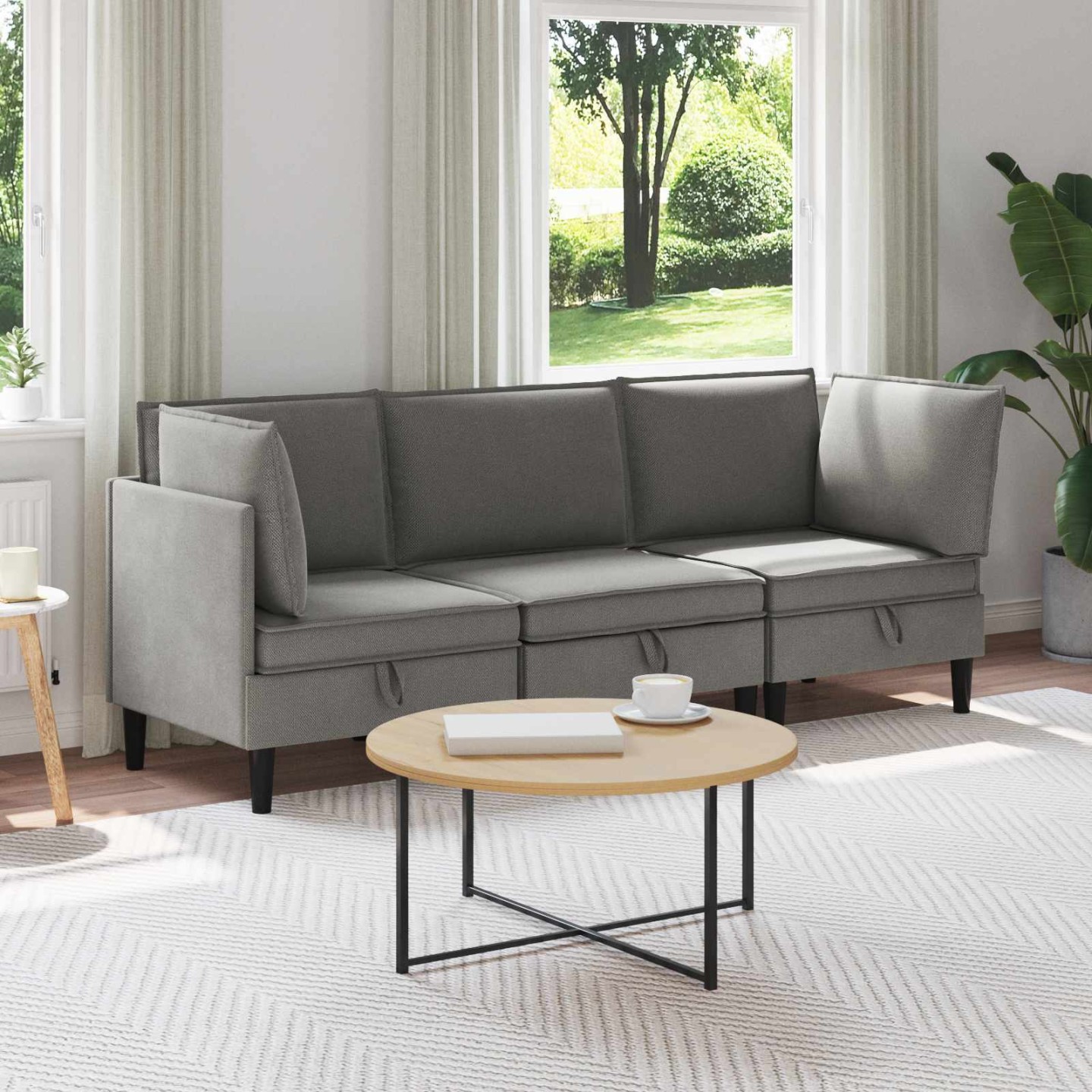 Ensemble de meubles pour le salon 3 pc 3 place Gris foncé