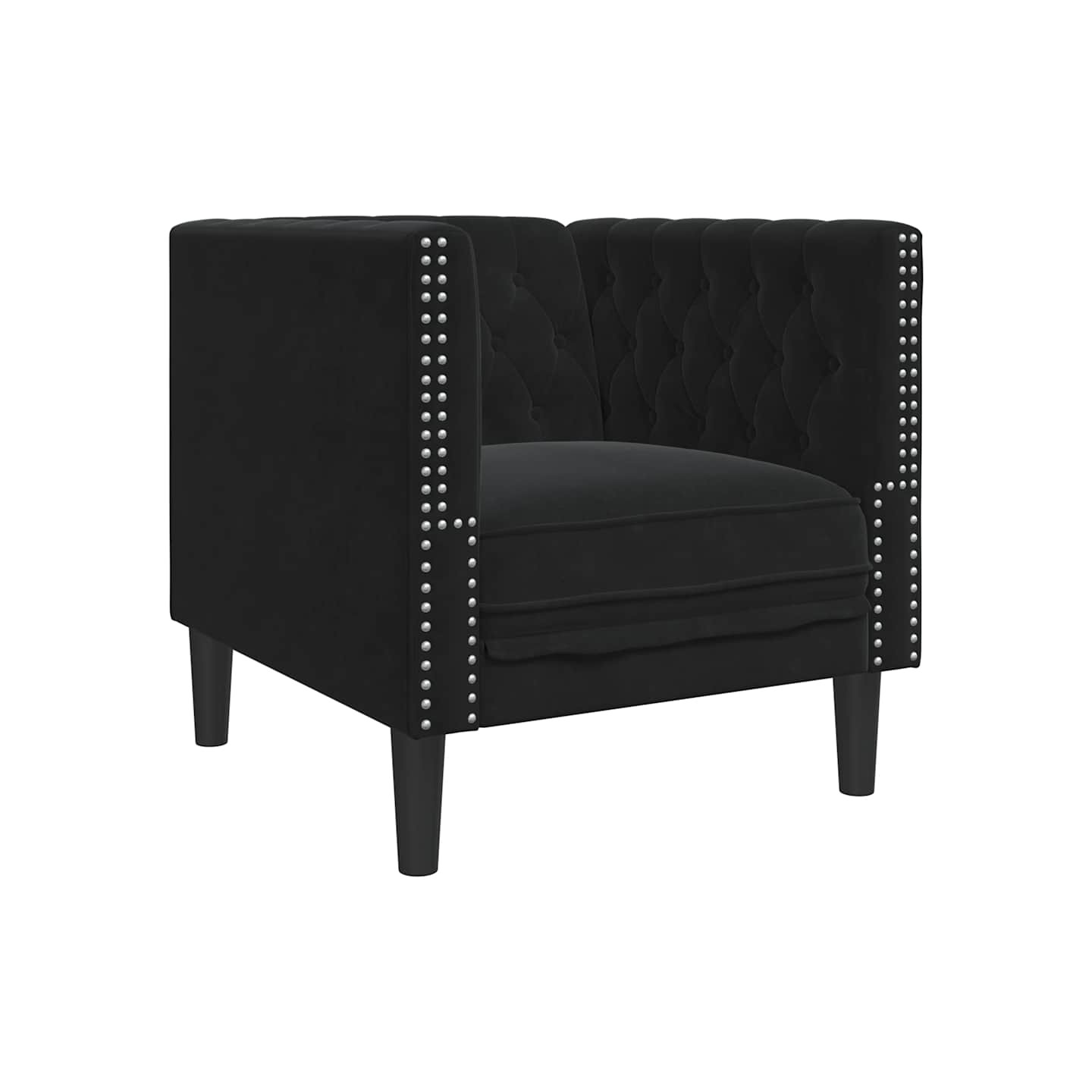 Fauteuil Chesterfield noir velours