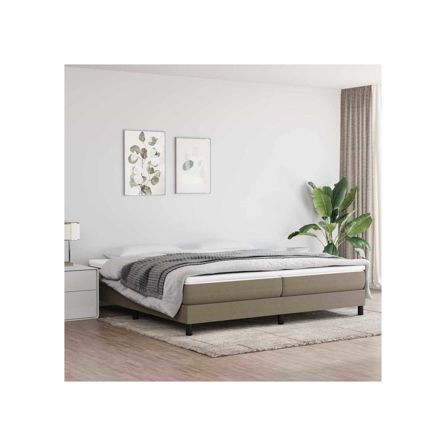 Cadre de lit à lattes taupe 200x200 cm tissu