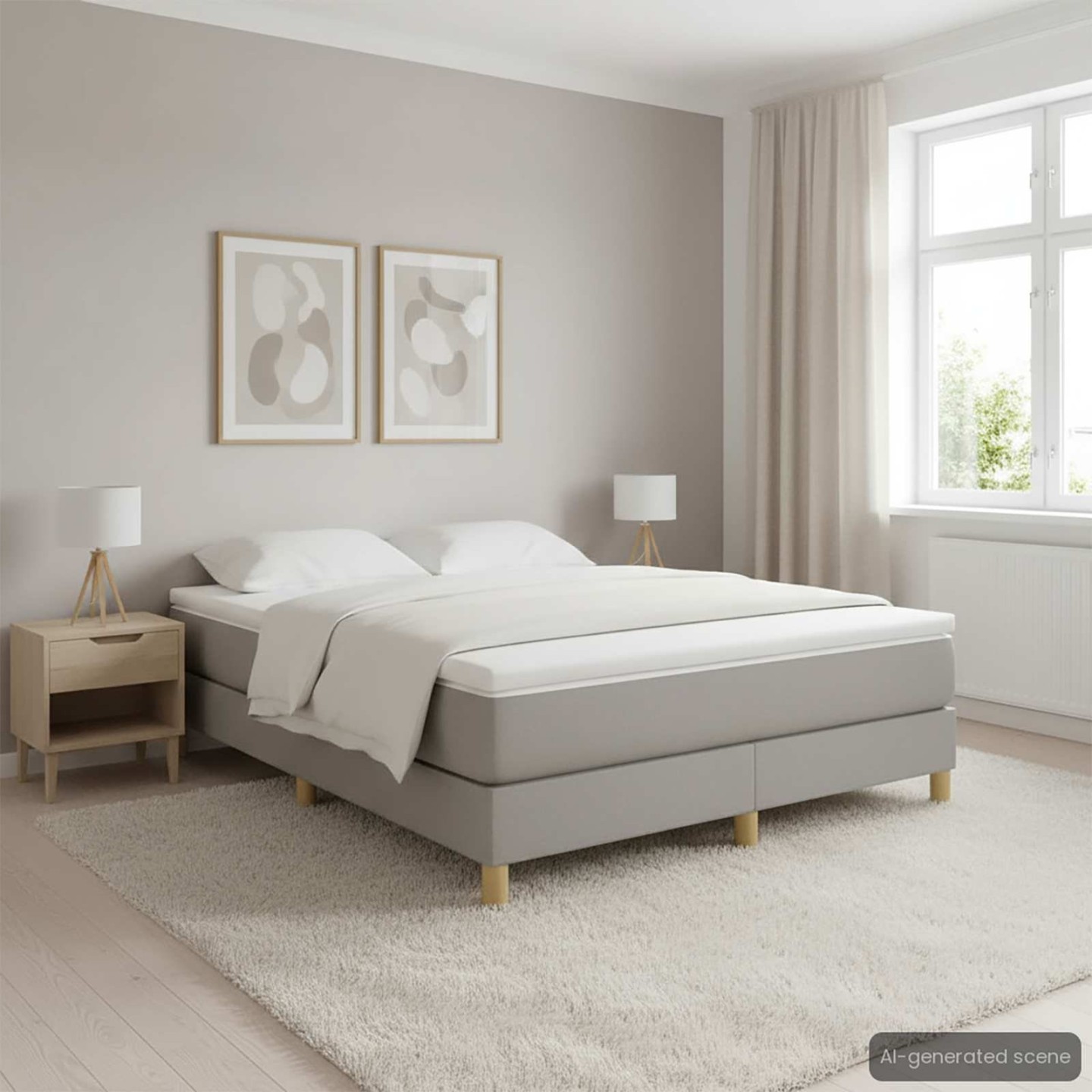 Cadre de lit à lattes gris clair 140x200 cm tissu