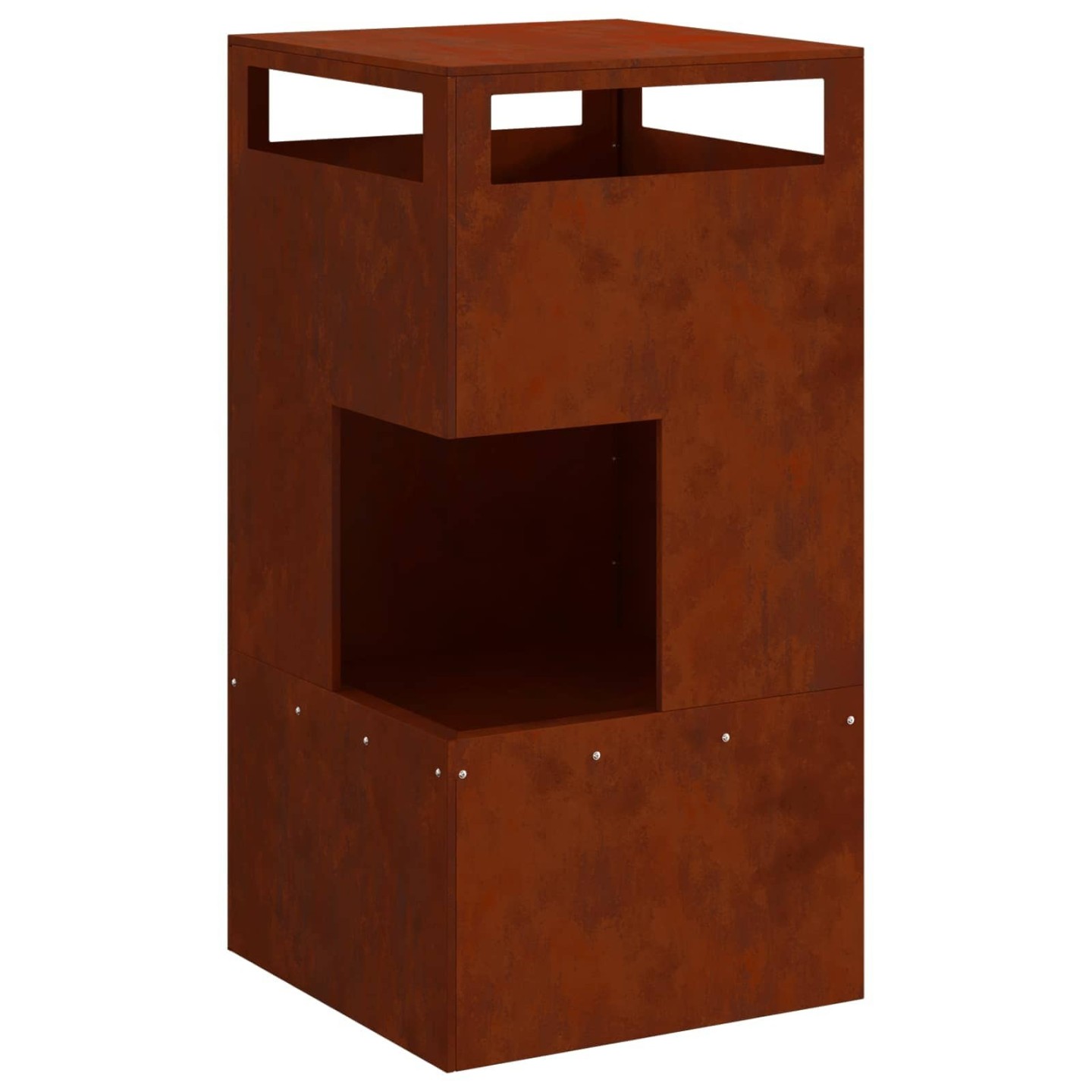 Bassin de feu Marron 50 x 50 x 100 cm Acier patiné