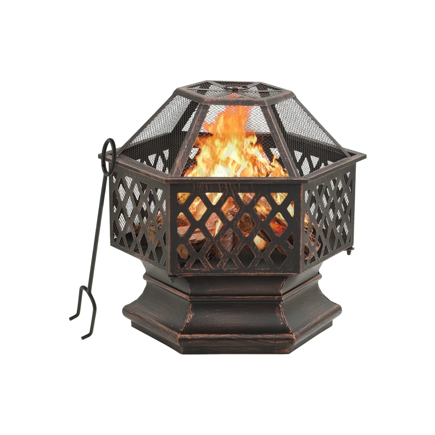 Foyer rustique avec tisonnier 62x54x56 cm XXL acier