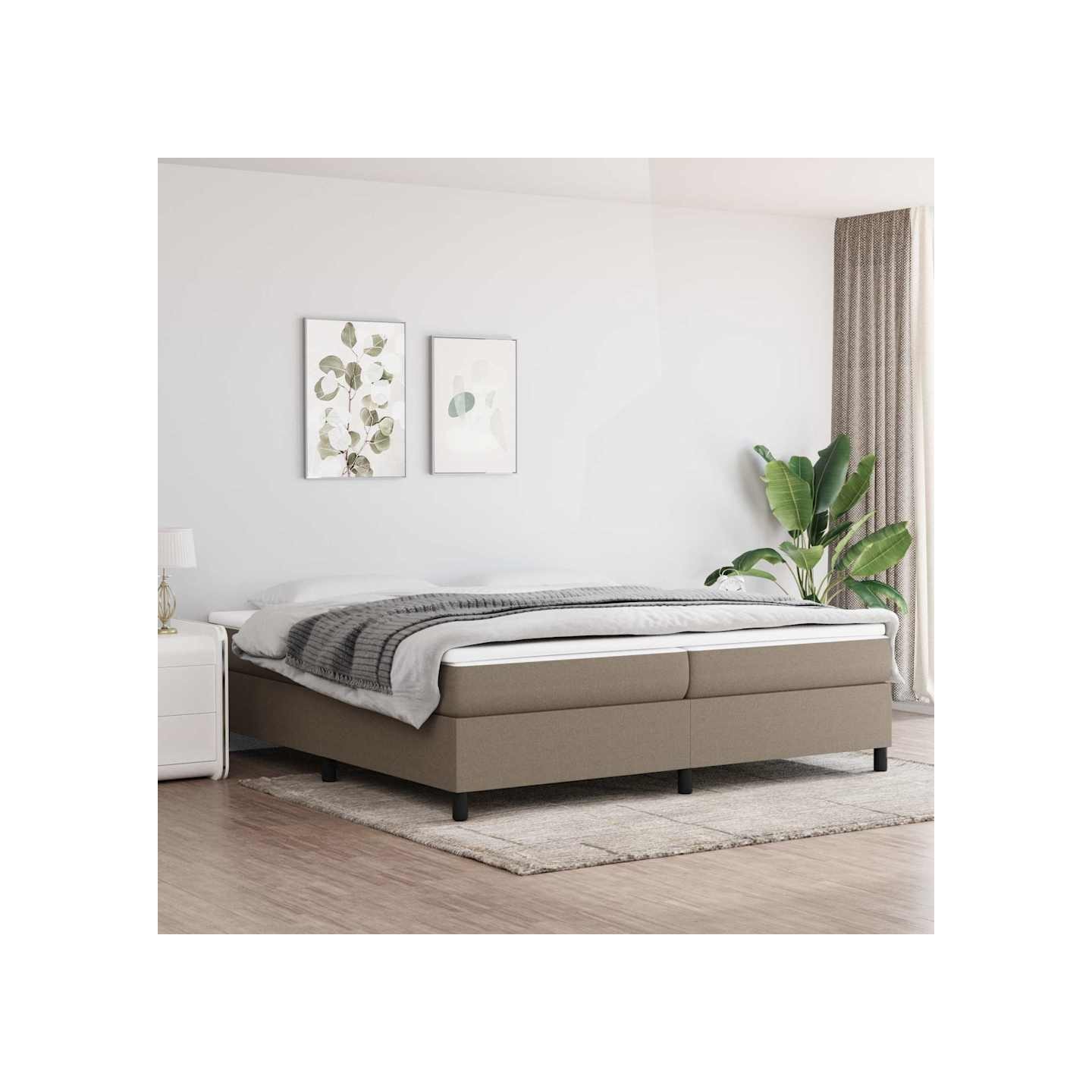 Cadre de lit à lattes taupe 200x200 cm tissu