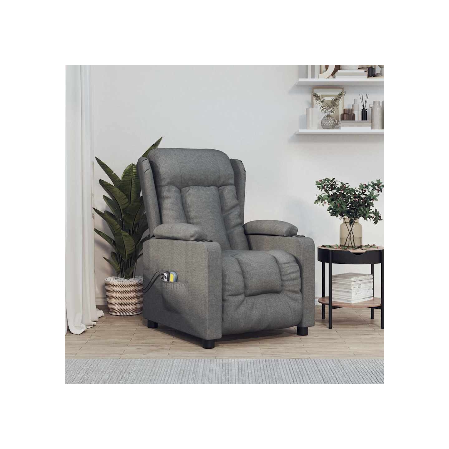 Fauteuil électrique de massage Gris foncé Tissu
