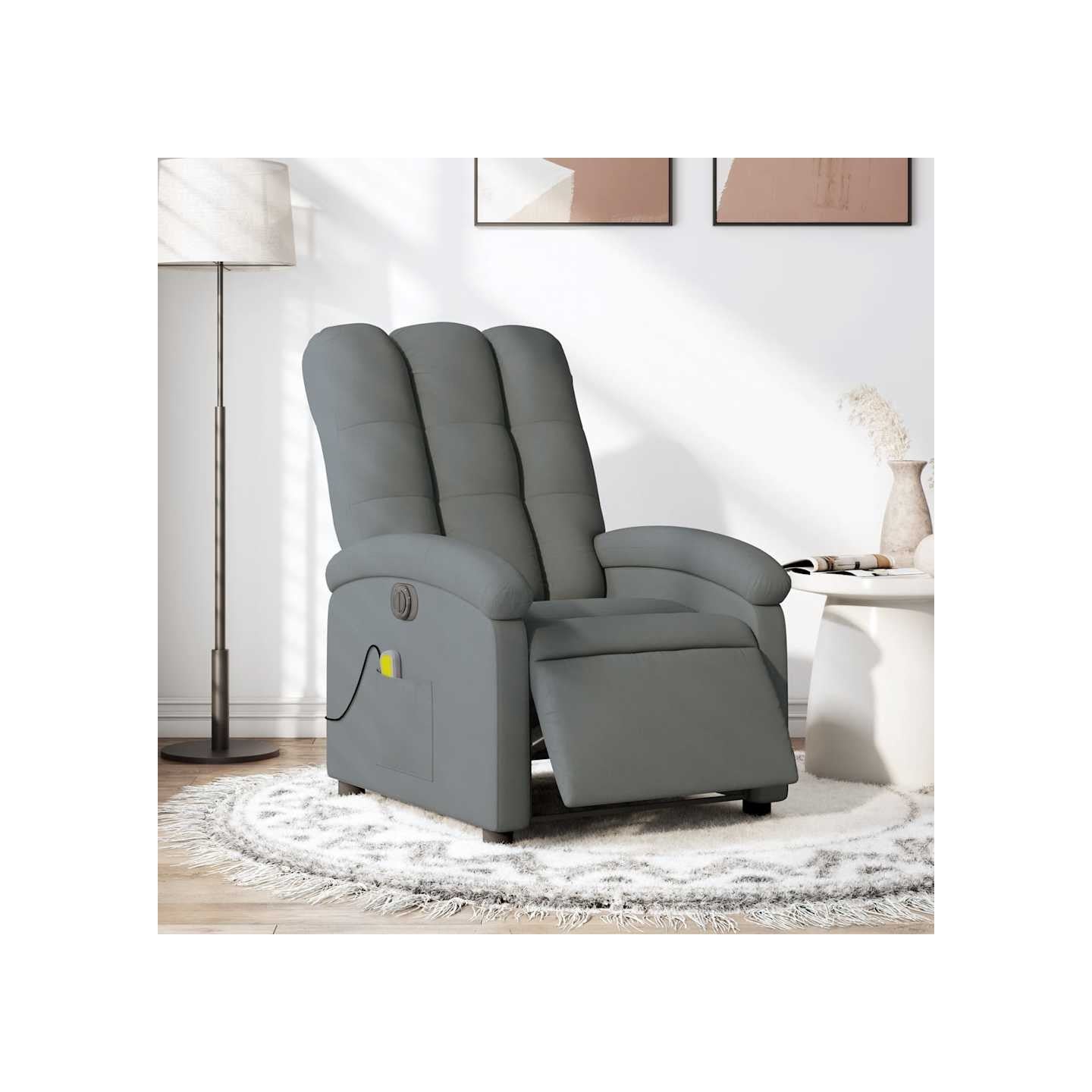 Fauteuil inclinable de massage électrique gris foncé tissu