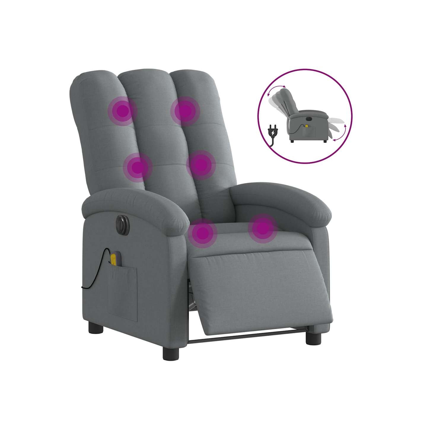 Fauteuil inclinable de massage électrique gris foncé tissu