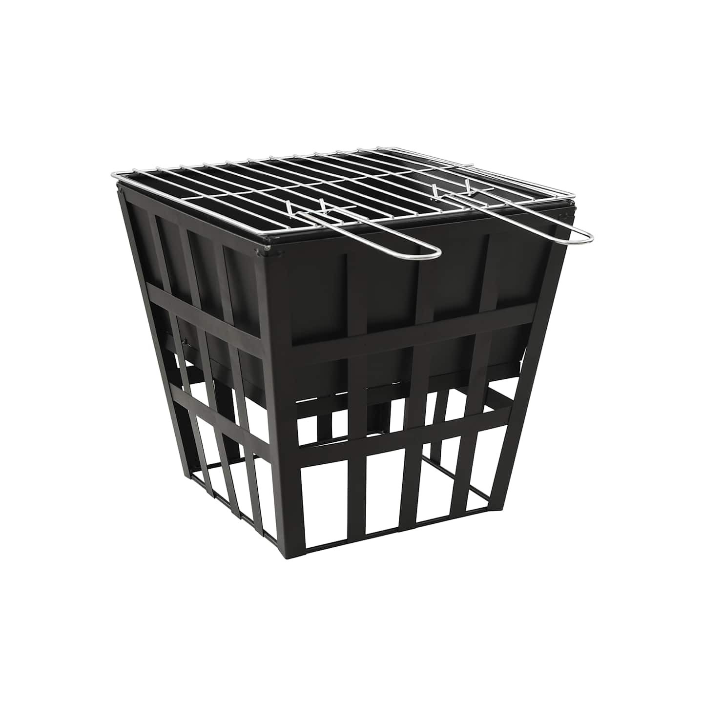 Foyer et barbecue 2 en 1 34x34x48 cm Acier
